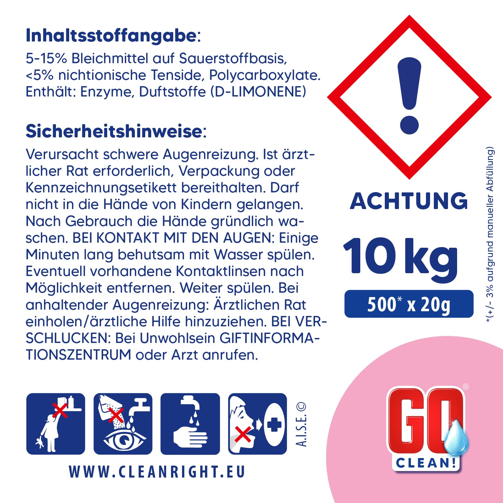 GO clean! Spülmaschinentabs All in One – 10 kg ca. 500 Stück 20g, XXL-Sparpaket in wasserlöslicher Folie mit starker Reinigungskraft gegen Schmutz und Fett