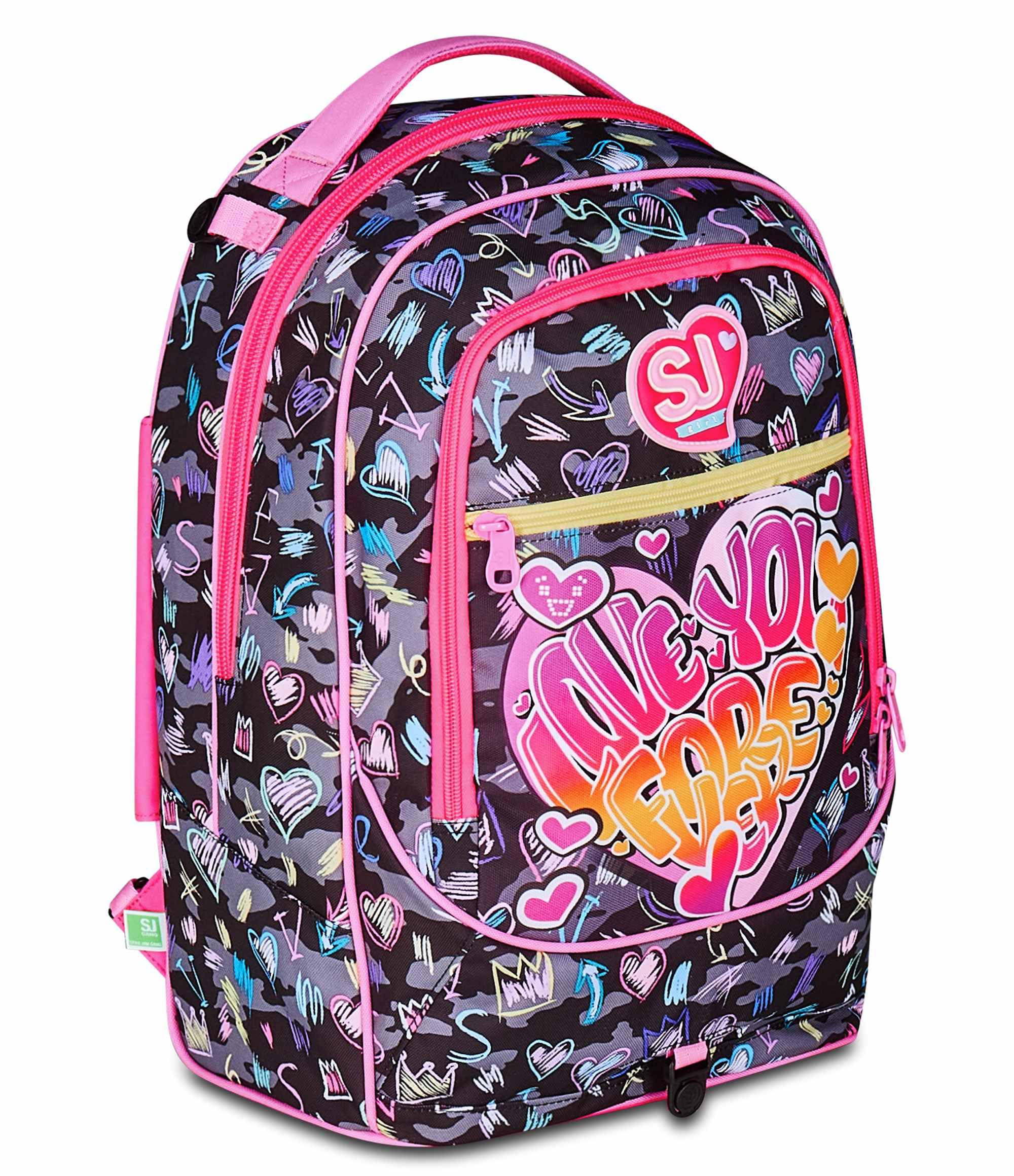 SJ GANG STYLE JAM GANG Trolley Scuola Jack 3 Ruote, Multicolore, 3 in 1, Zaino Triplo Uso con Carrello Sganciabile, 33 L, Zaino Scuola Elementare, Zaino Bambina