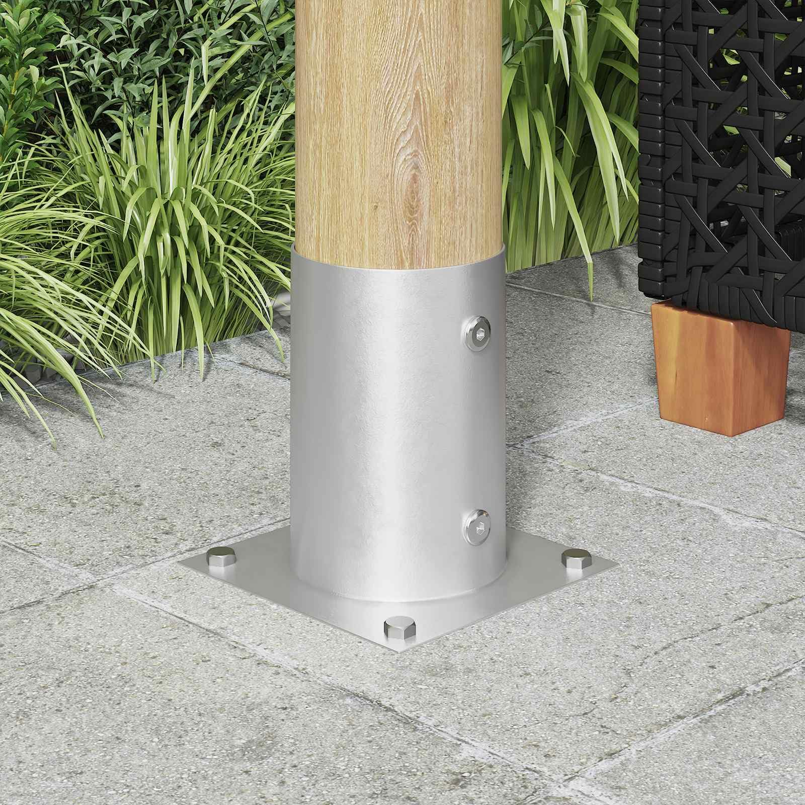 vidaXL Ancoraggio a terra rotondo, 12 pezzi, argento, 15 x 15 x 15 cm, in metallo, moderno e robusto, per stabilità all'aperto, accessori per fuoco e pratici attrezzi da giardino
