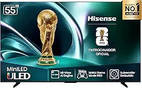 Hisense Smart TV 4K 55' Polegadas 55U7QG Mini Led 144Hz com Dolby Vision IQ, HDR10+ Adaptative, Dolby Vision IQ, Dolby Gaming, HLG, Filmmaker Mode, Dolby Atmos, Compatibilidade Alexa, Google Home