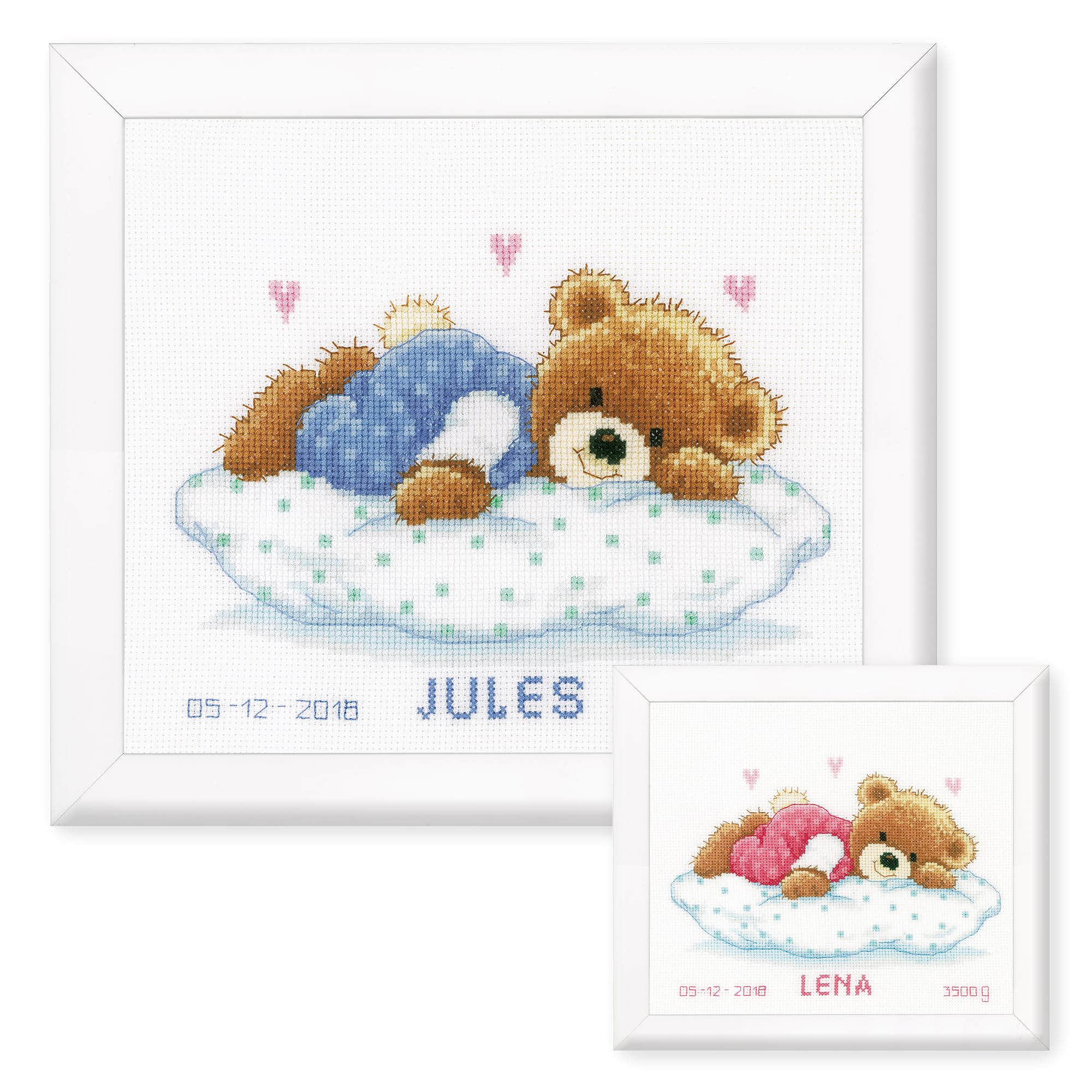 Vervaco Assorted Counted Cross Stitch Kit Snoozing Teddy Bear