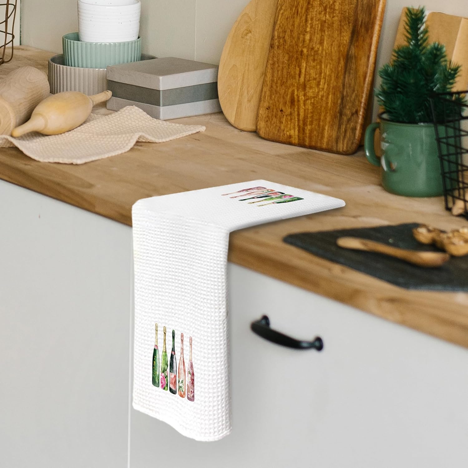 Champagne Wine Kitchen Dish Towels 16x24 Inch, Gifts for Wine Lovers Bartender, Coffee Bar Cart Decor, Champagne Accessories Decorative Hand Towel Tea Towels for Bathroom Cooking - Image 2