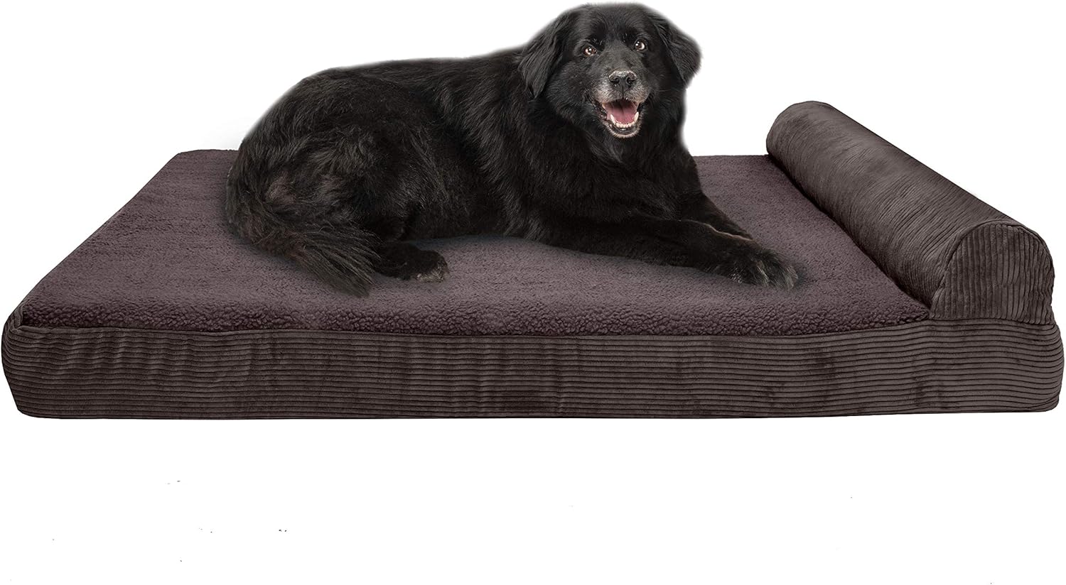 Furhaven Memory Foam Pet Bed for Dogs and Cats - Chaise Lounge Fleece and Corduroy Couch Dog Bed with Removable Washable Cover, Dark Espresso, Jumbo Plus (XX-Large) : Pet Supplies