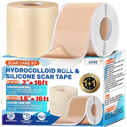 Miniatura 10 de Arme Cinta de silicona para cicatrices, hojas de silicona de 1.6 x 240 pulgadas (2 rollos a 19.7 ft), hojas de eliminación de cinta de cicatrices de