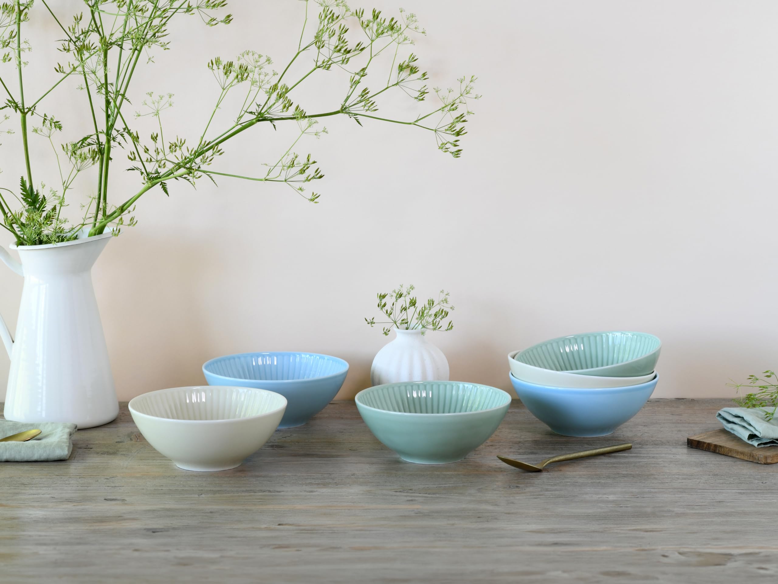 CreaTable, 24037, Serie Valencia Pastell, 6-teiliges Geschirrset für 6 Personen aus Porzelan Schalen Set aus Porzellan, spülmaschinen- und mikrowellengeeignet, Made in Europe