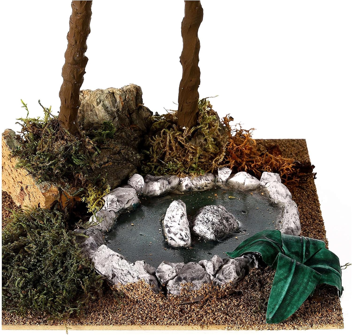Holyart Double Palm with Lake Nativity Scene 8 cm Resin 25x20x20 cm