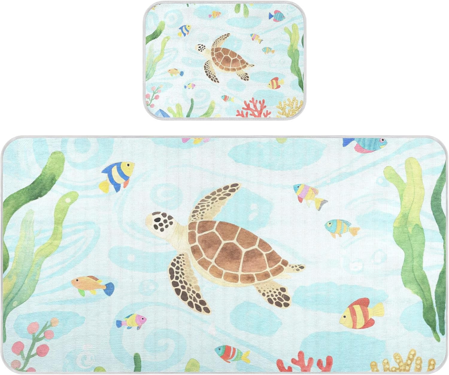 Cooling Baby Waterproof Crib Mattress Protector 28" x 52" Absorbent Pee Pads for Baby&Toddler Watercolor Kid Stylurtle Animal Fish