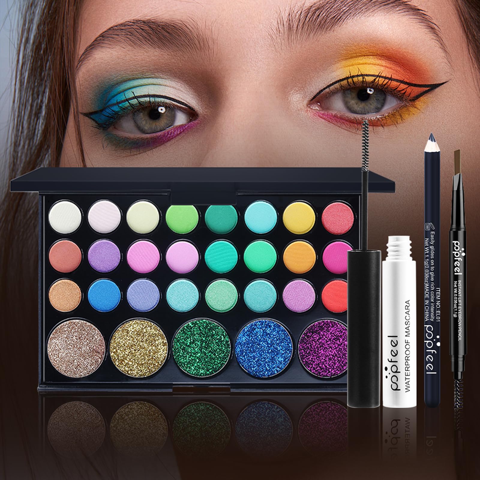 Ensemble de Maquillage Femme, Kit de Démarrage de Maquillage#8 | avec Ombres Paupières Correcteur Rouge à Lèvres Mascara Blush, Trousse de Cosmétique Voyage pour Yeuxe Lèvres e Visage