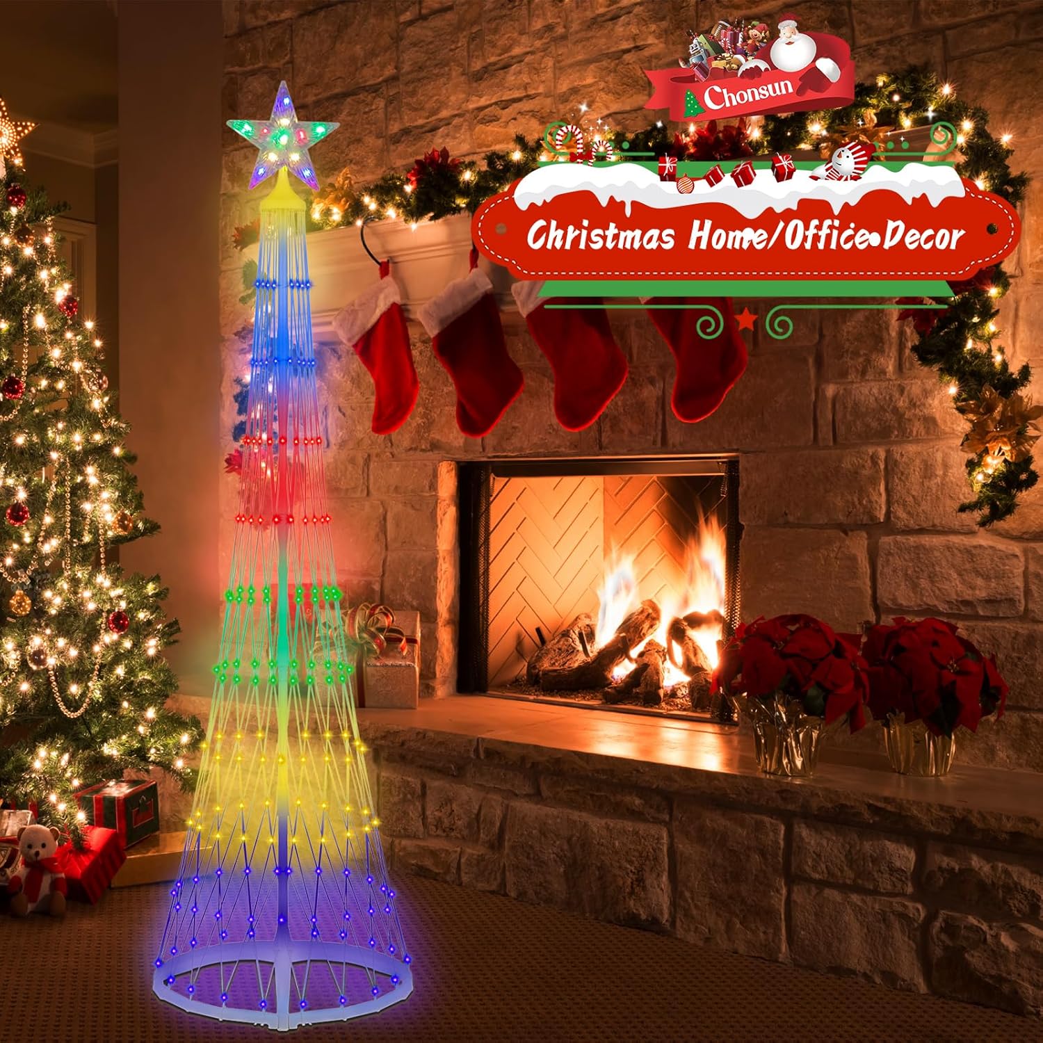 6FT Christmas Tree Prelit Artificial LED Music Sync, APP Control Large Christmas Lights Folding Christmas Light Show Tree Retractable Outdoor Office Decorations