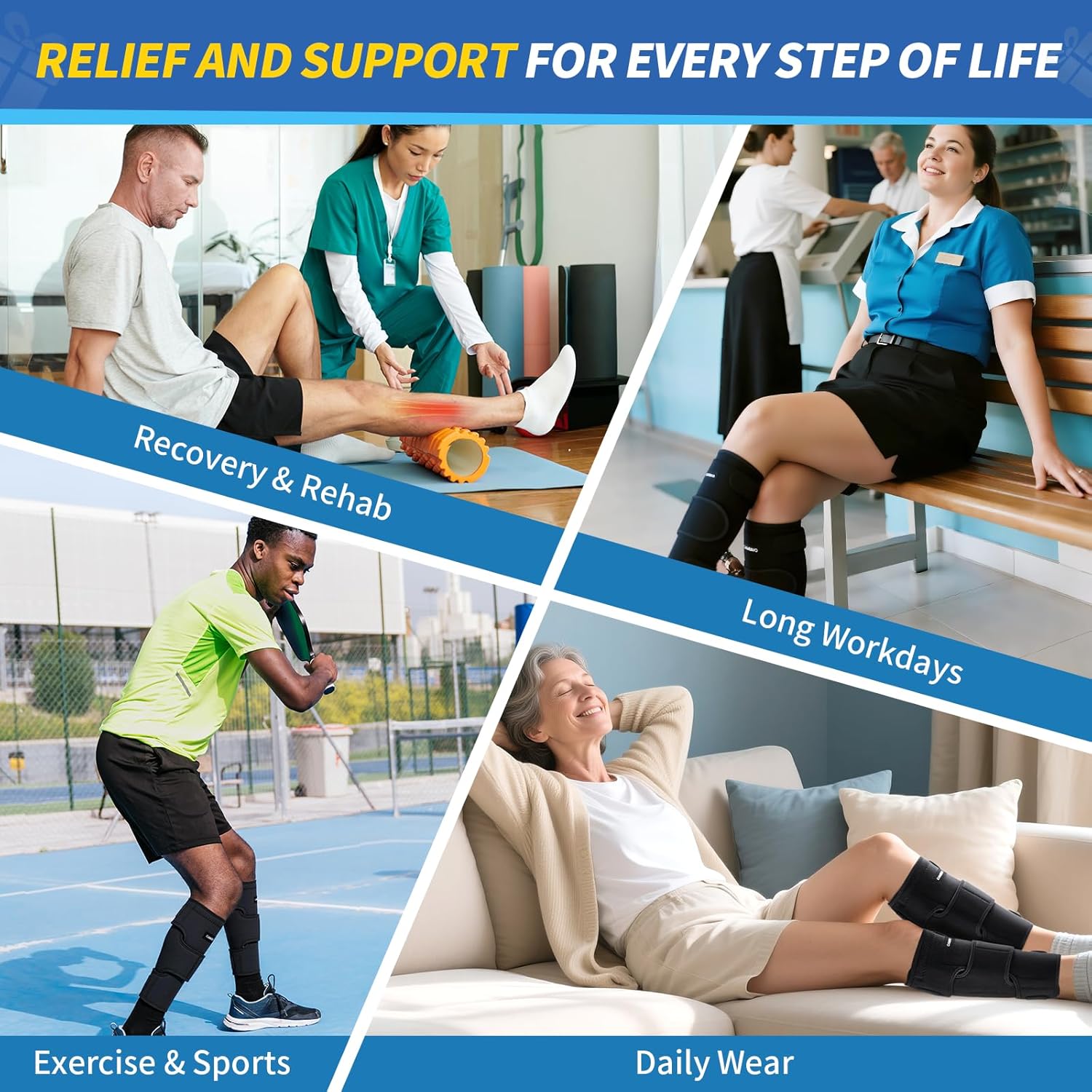 CAMBIVO Calf Brace for Torn Muscle, 2 Pack Adjustable Neoprene Compression Wrap Support for Shin Splints, Strain, Leg Pain (Black, Large) - Image 8