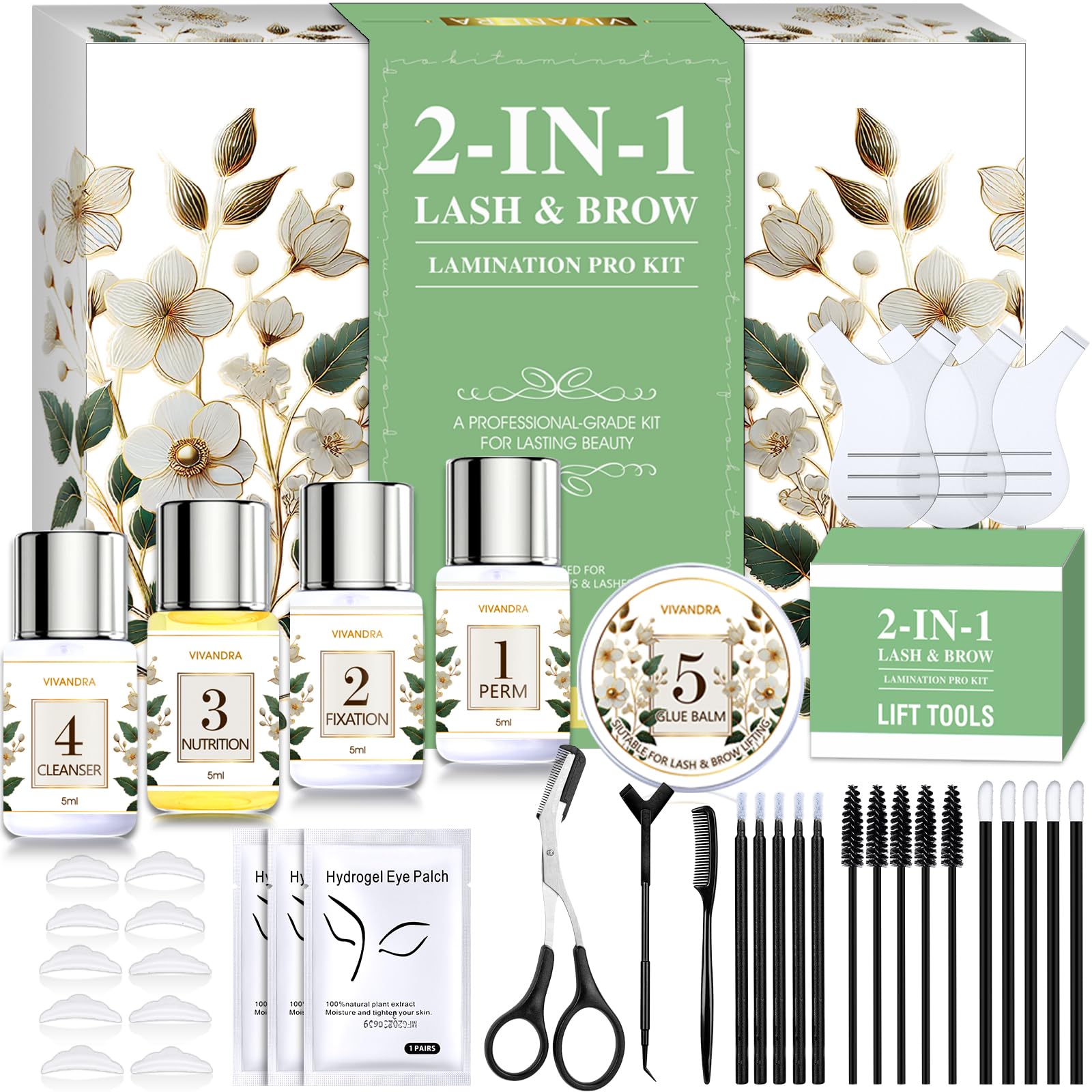 2-IN-1 Kit Laminazione Ciglia and Laminazione Sopracciglia, Professional Laminazione Ciglia Kit Completo & Brow Lamination Kit for Fuller Brows & Long-Lasting Curl, At Home Salon-Quality DIY Kit