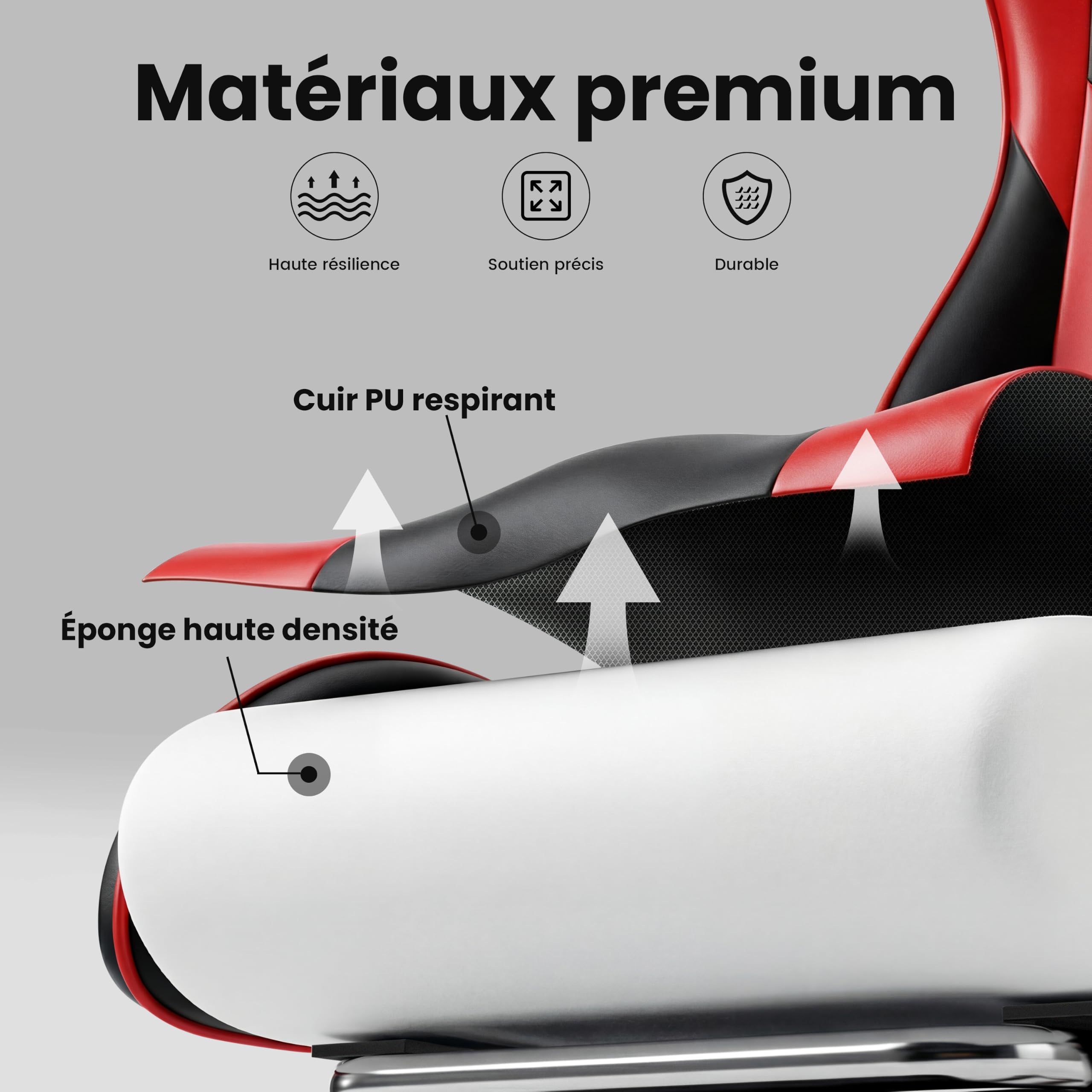 Fauteuil Gaming Ergonomique avec Repose-Pieds et Dossier Inclinable