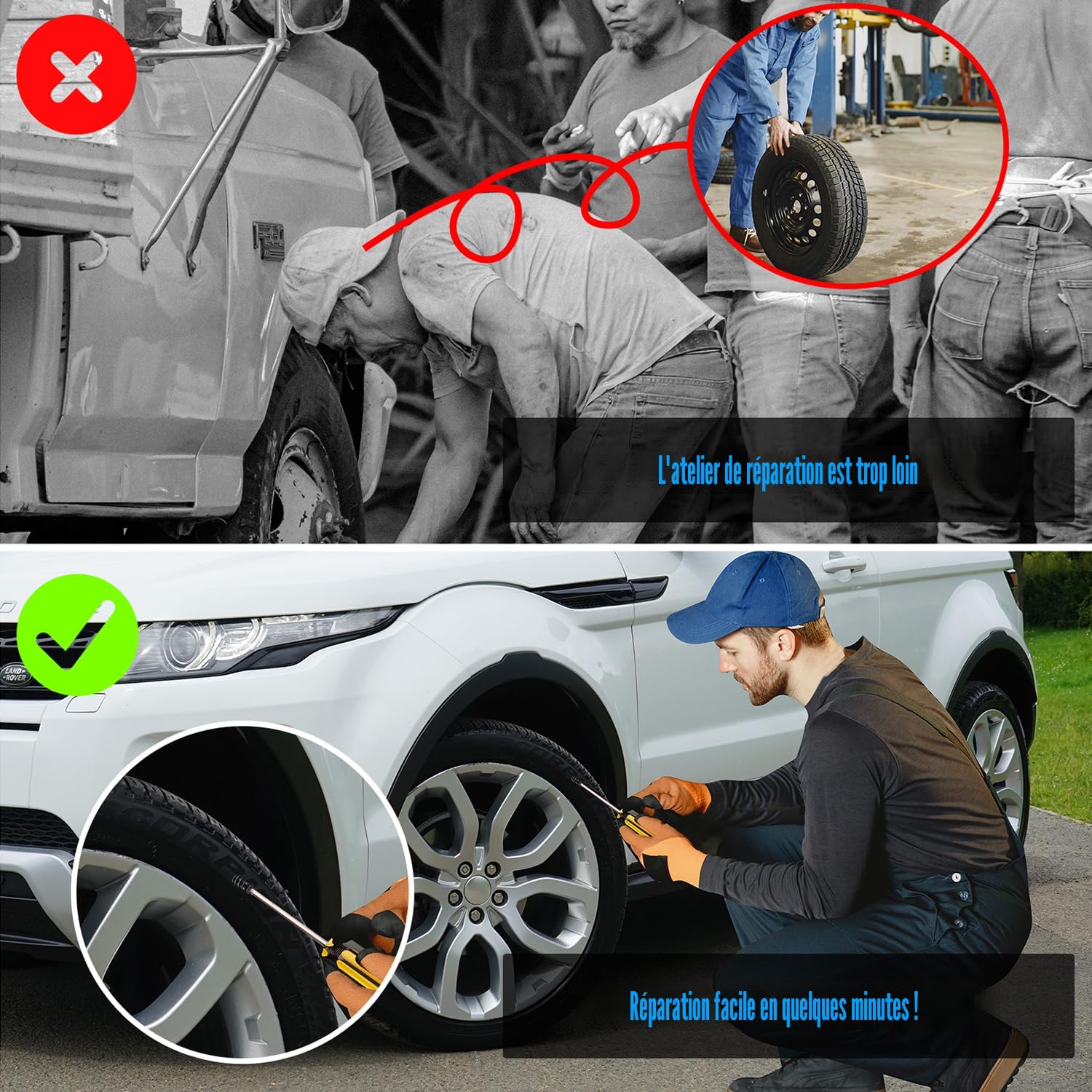 Kit 60 Pièces Réparation Pneu, Mèches Caoutchouc Pour Crevaison Voiture Camion