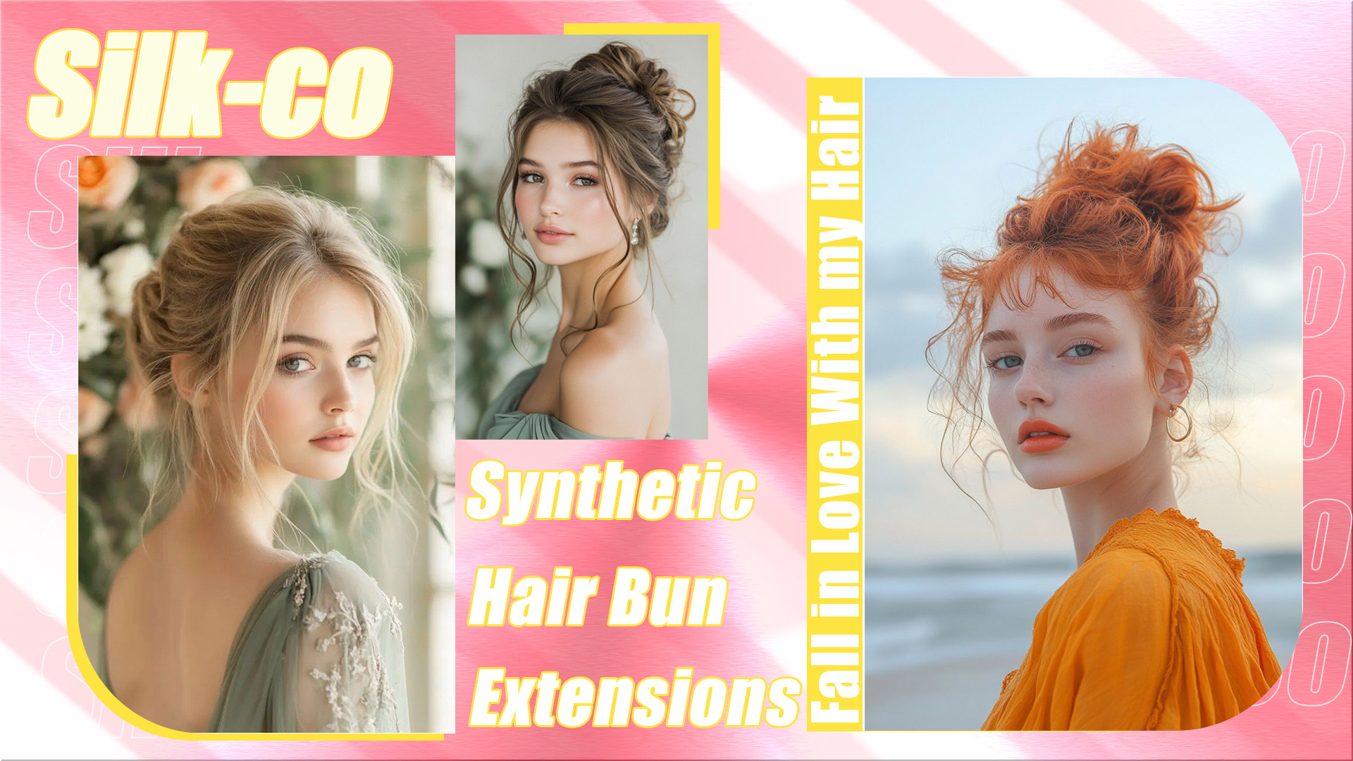 Chignon Postiche Synthétique Blond Cuivré – Scrunchy, Raie Libre, Neuf Avec étiquettes
