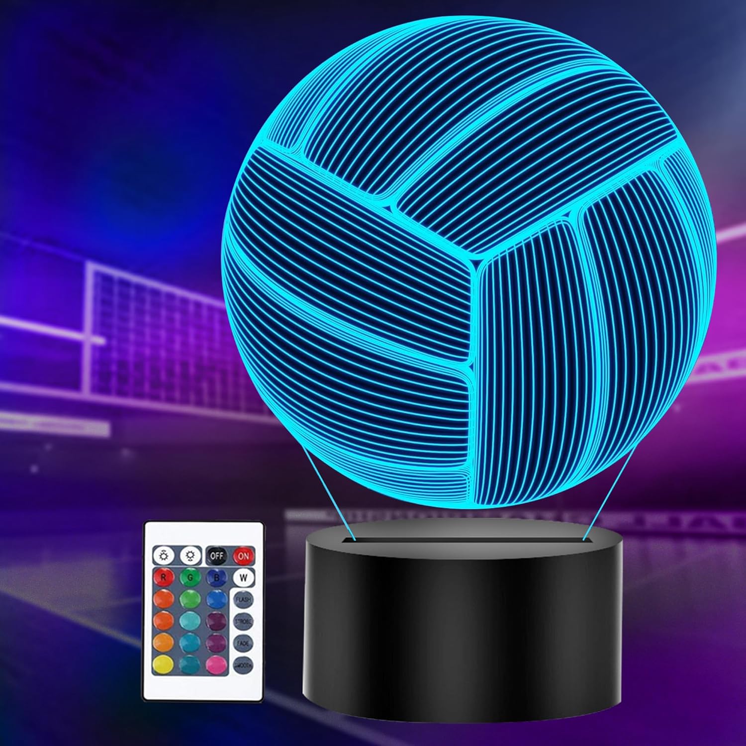 (set of 2)-Vollyball Night Light Gift for Kids - 3D Illusion Bedside Lamp 16 Color Changing Smart Touch and Remote Control Birthday Christmas Gifts for Teens Boys Girls Room Decor