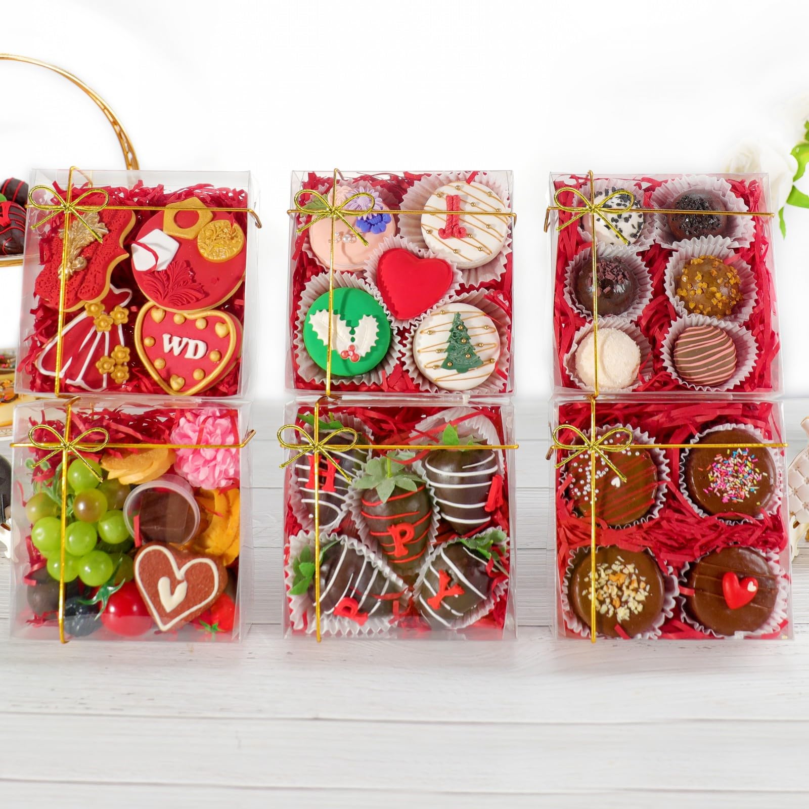 Clear Plastic Chocolate Strawberry Boxes - 5 Pack 12x5x2 Inch Display Containers For Holidays & Events