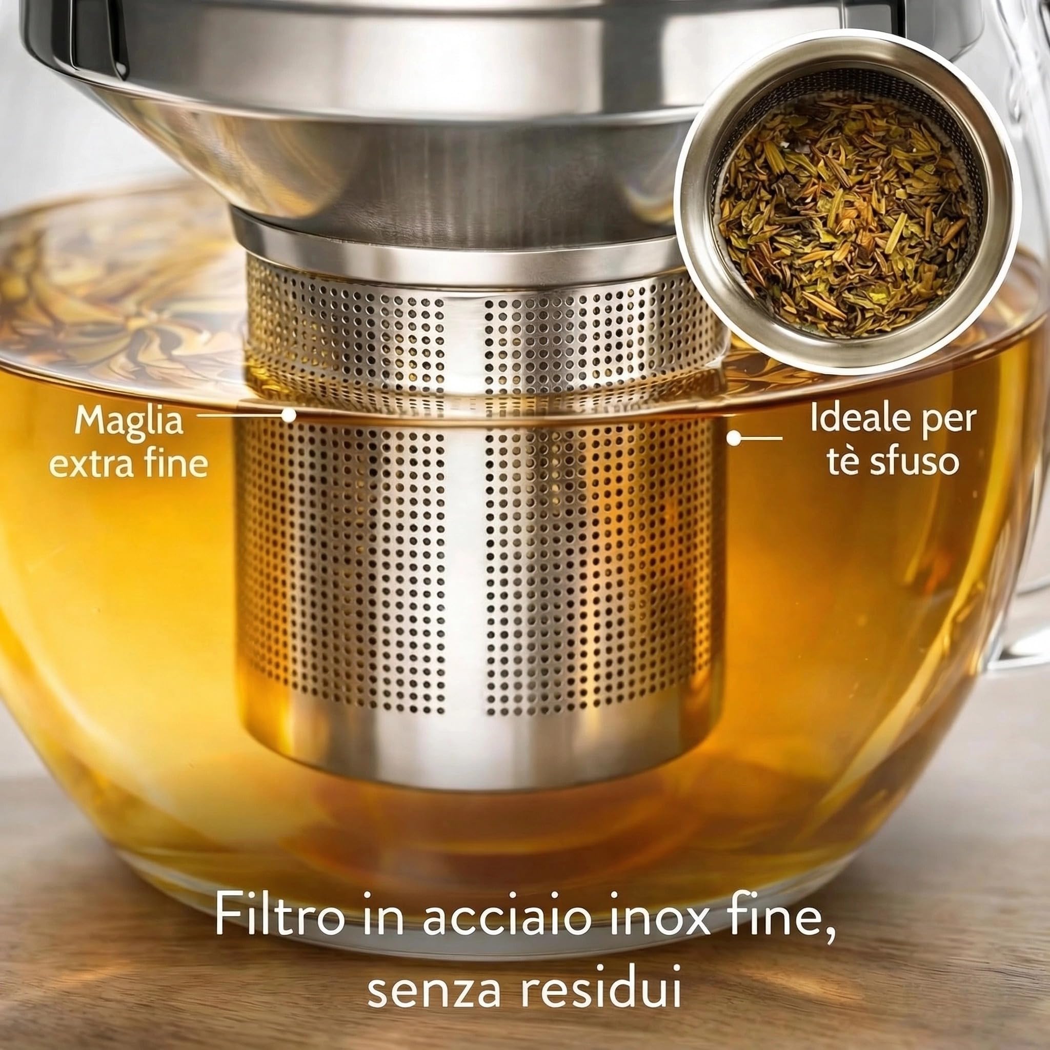 bonVIVO Tempa – Teiera in Vetro Borosilicato da 1.5L con Infusore in Acciaio Inox, Tisaniera e Infusiera Trasparente per Tè in Foglie e Fiori, Design Elegante e Moderno