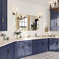 Vista 34 de Kelly Miller Espejo decorativo dorado grande para pared, espejo dorado de 30 x 40 pulgadas, espejo de pared de tocador, espejo rectangular biselado