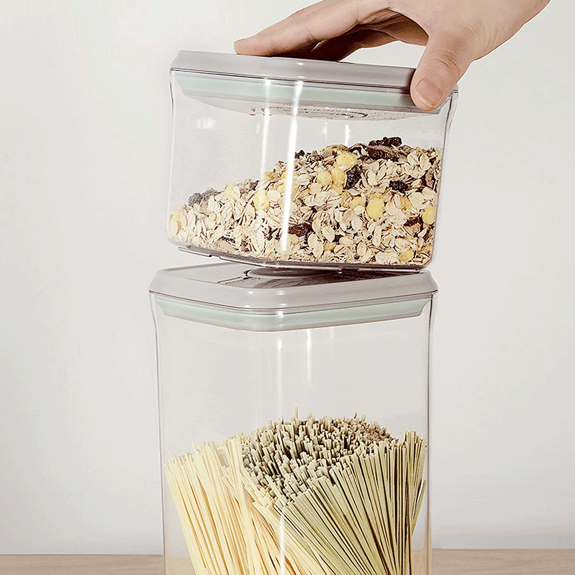 M2OUTLET - Juego de 8 botes de almacenamiento para alimentos, herméticamente cerrados (tamaño de los recipientes de 0,48 L, 2 de 0,85 L, 2 de 1,5 L, 1 de 2 L)