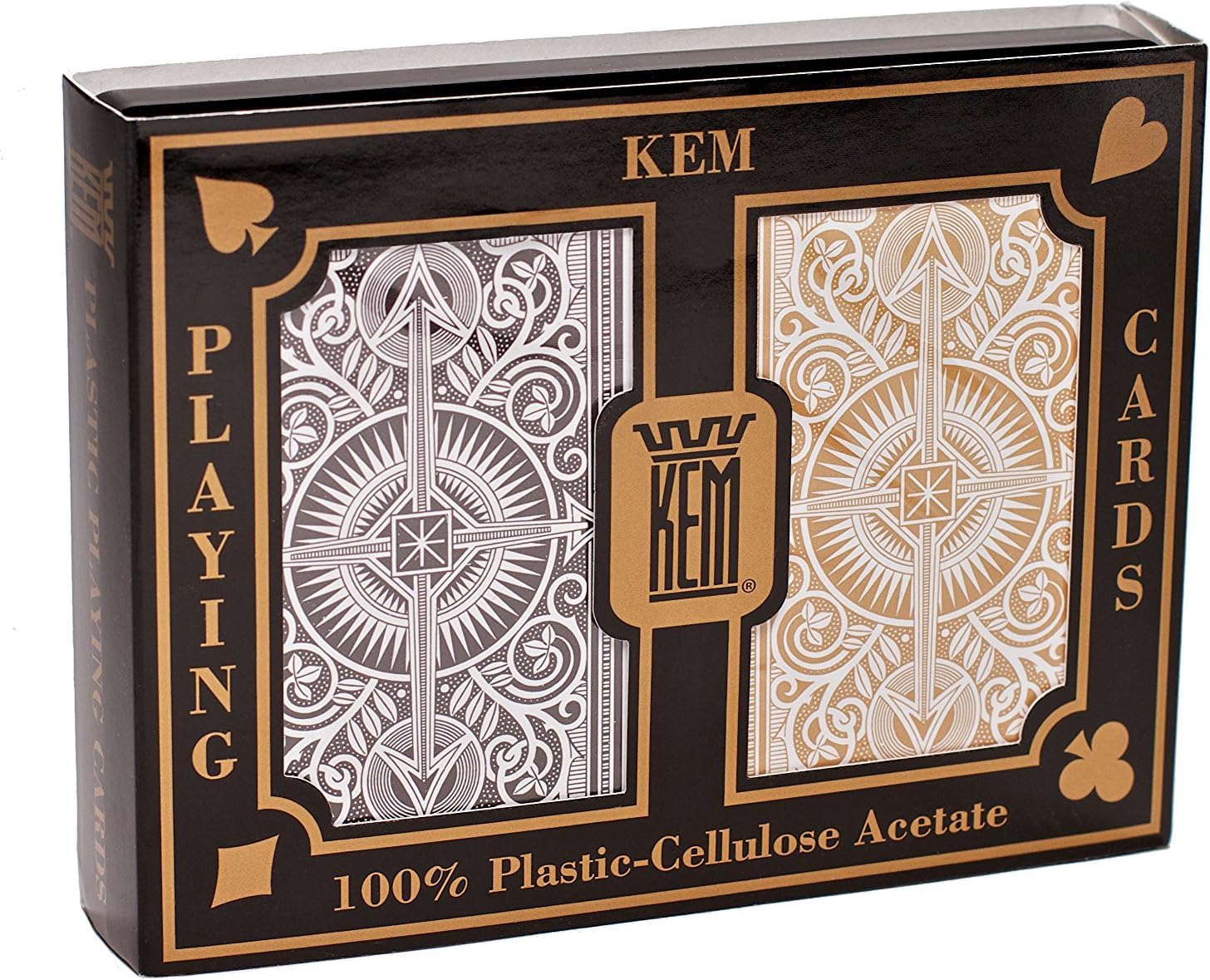 KEM Arrow Black & Gold Wide Jumbo Index. Set de 2 Barajas de Cartas de Poker Calidad profesinal. Indice Jumbo