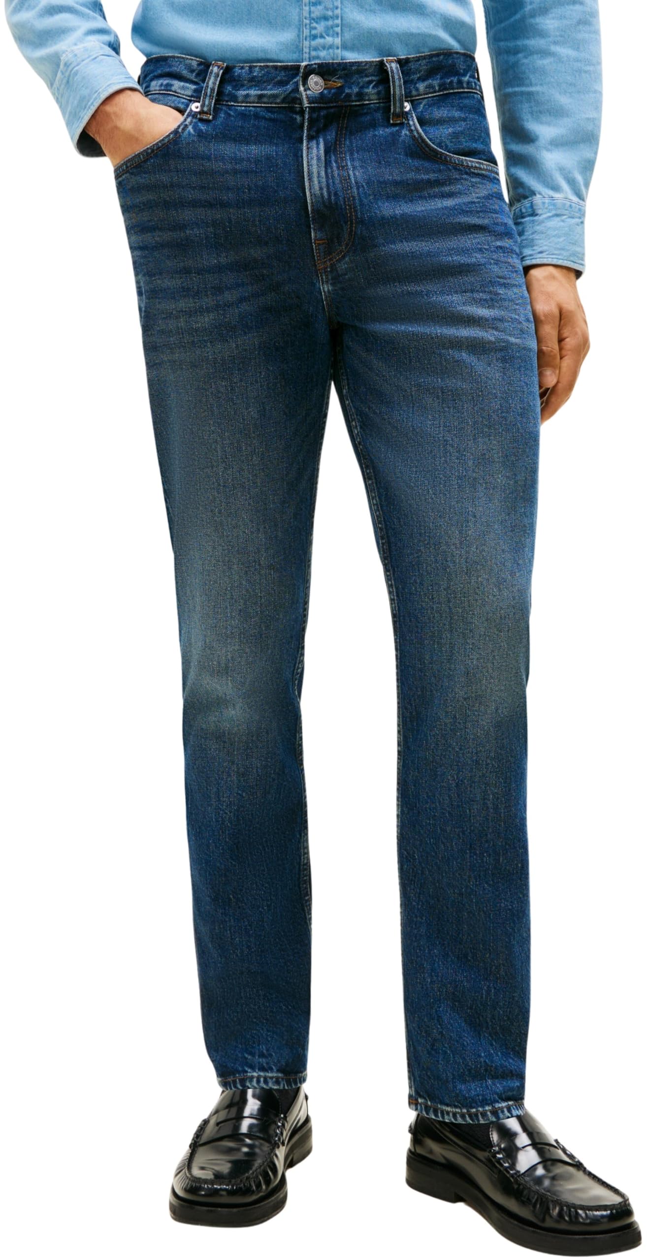 Tommy Hilfiger Men's Denton Kells Blue Straight Fit Jeans, Blue (Kells Blue), 32W/34L