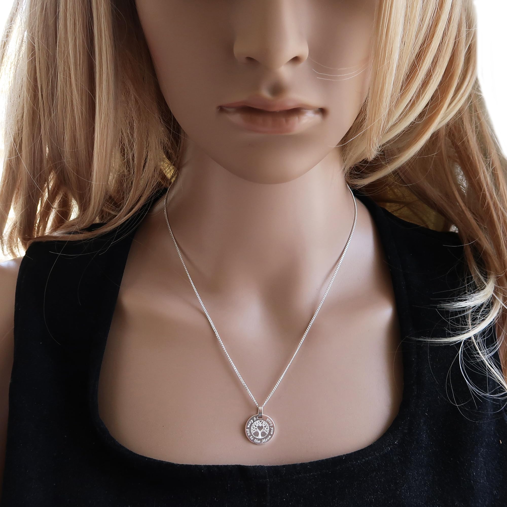 Lebensblume oder Lebensbaum Anhänger Kette mit Gravur, Silber