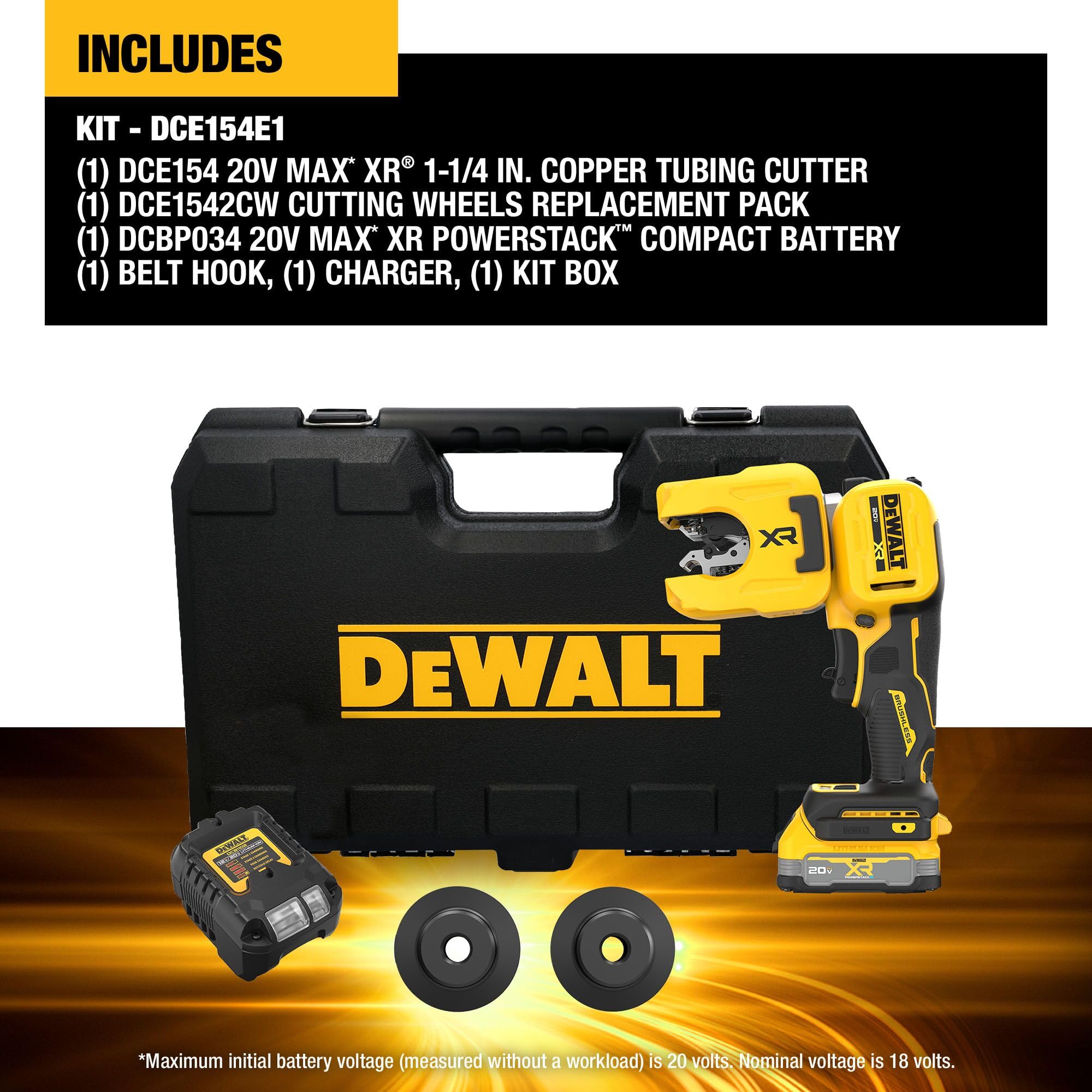 DEWALT Kit de coupe-tubes en cuivre XR 20 V MAX 1-1/4 po (DCE154E1)