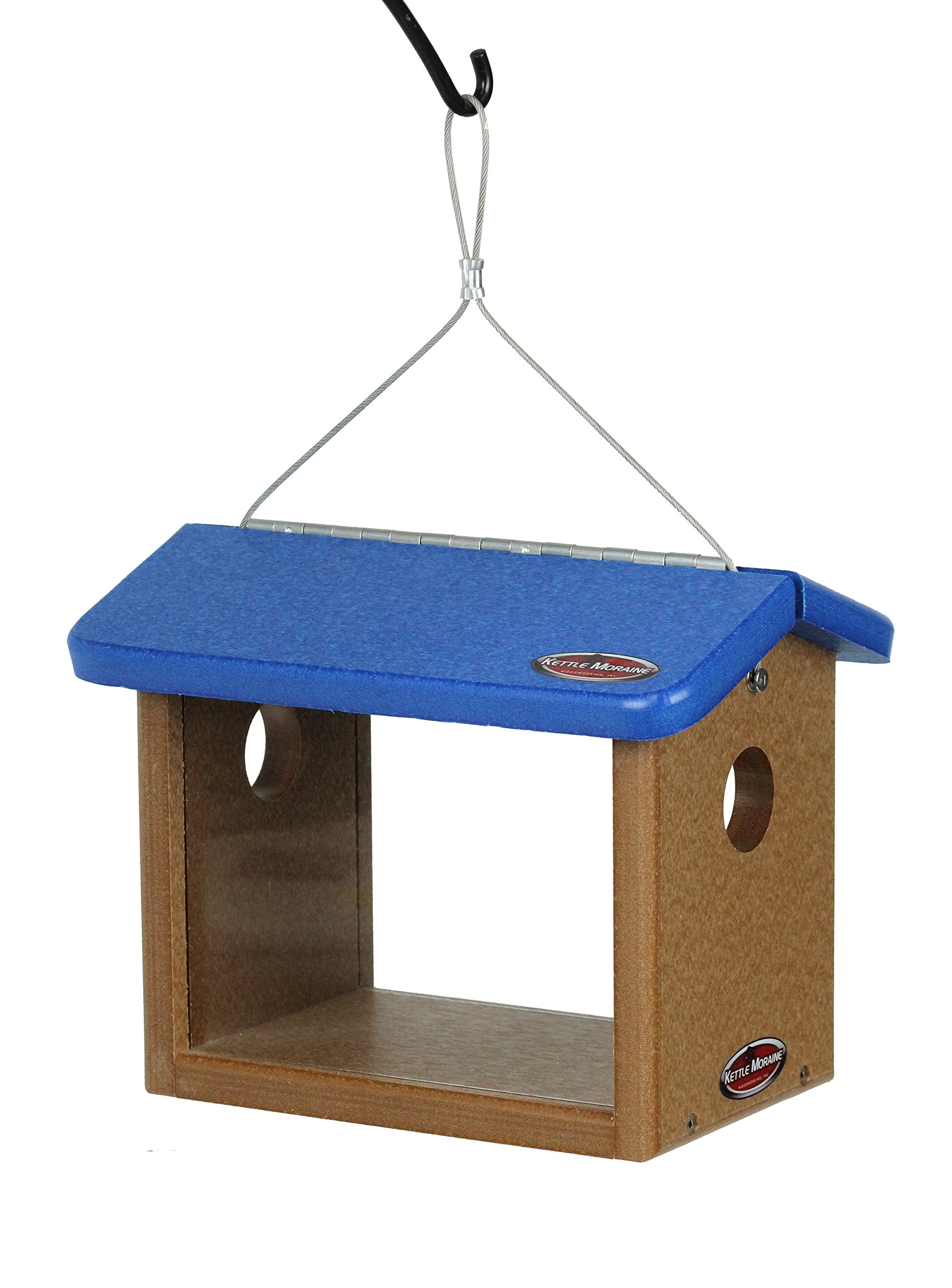 Kettle Moraine Recycled Bluebird Mealworm Feeder Hang or Mount (Blue, Cedar)