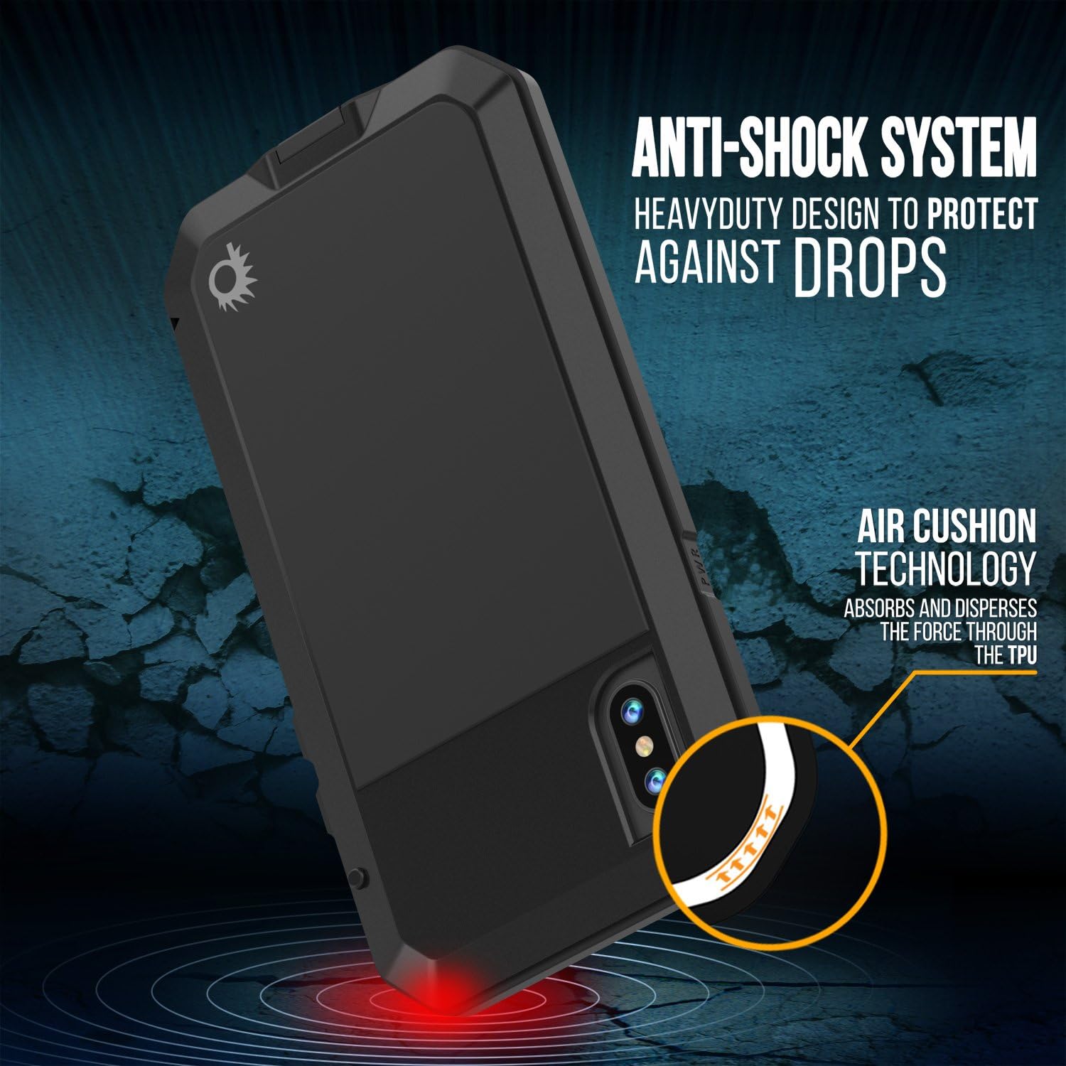 PunkCase Metal Case, Heavy Duty Military Grade Armor Cover [shock proof] Hard Aluminum & TPU Design W/Tempered Glass Screen Protector Compatible W/Apple iPhone XS [Black]