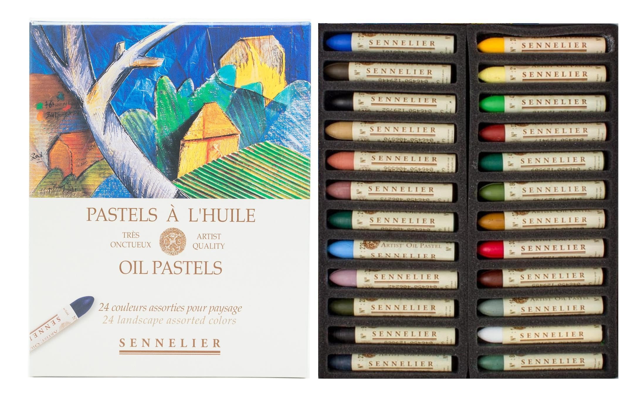 Sennelier - Pasteles de aceite (24 unidades, 24 unidades), diseño de pasteles al óleo y 2 cartas