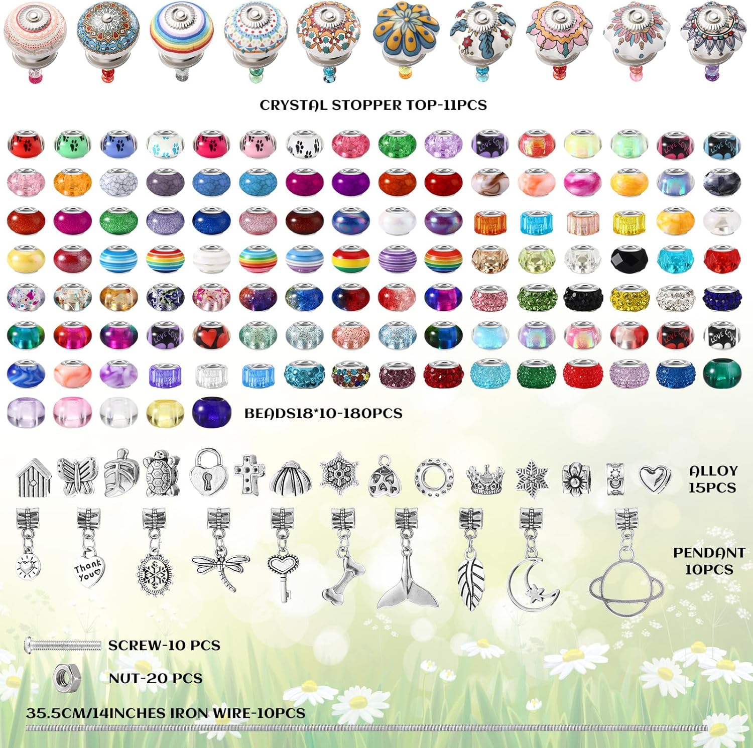 255 Pcs 14 Inch Garden Stakes Decorative Ceramic Mushroom and Pumpkin Round Beaded Garden Stakes Decor Fairy Sticks for Indoor Outdoor Yard Lawn Pathway Patio Decoration - Image 3