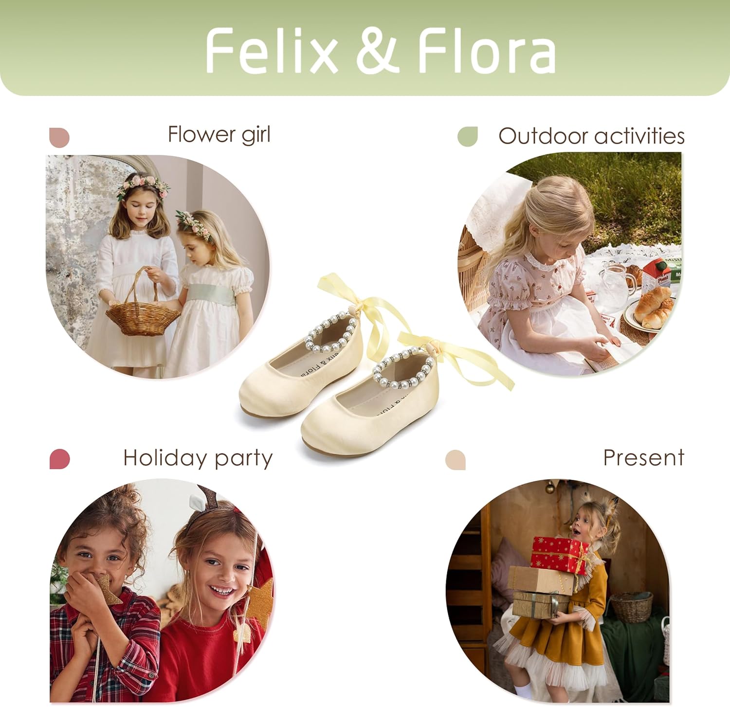 Felix & Flora Girls Toddler Little Ballet Shoes - Flower Girls Mary Jane Flats Dress Shoes Party Wedding - Image 5