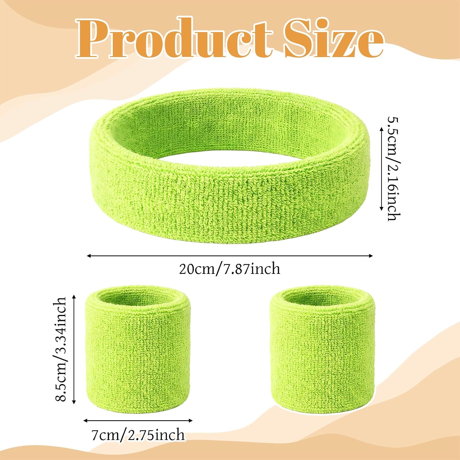 3Pcs Neon Sweatbands Set, 80s Wristband and Headband Wicking Sweat Head Band for Men Women Running Gym Basketball Tennis Outfit Sport