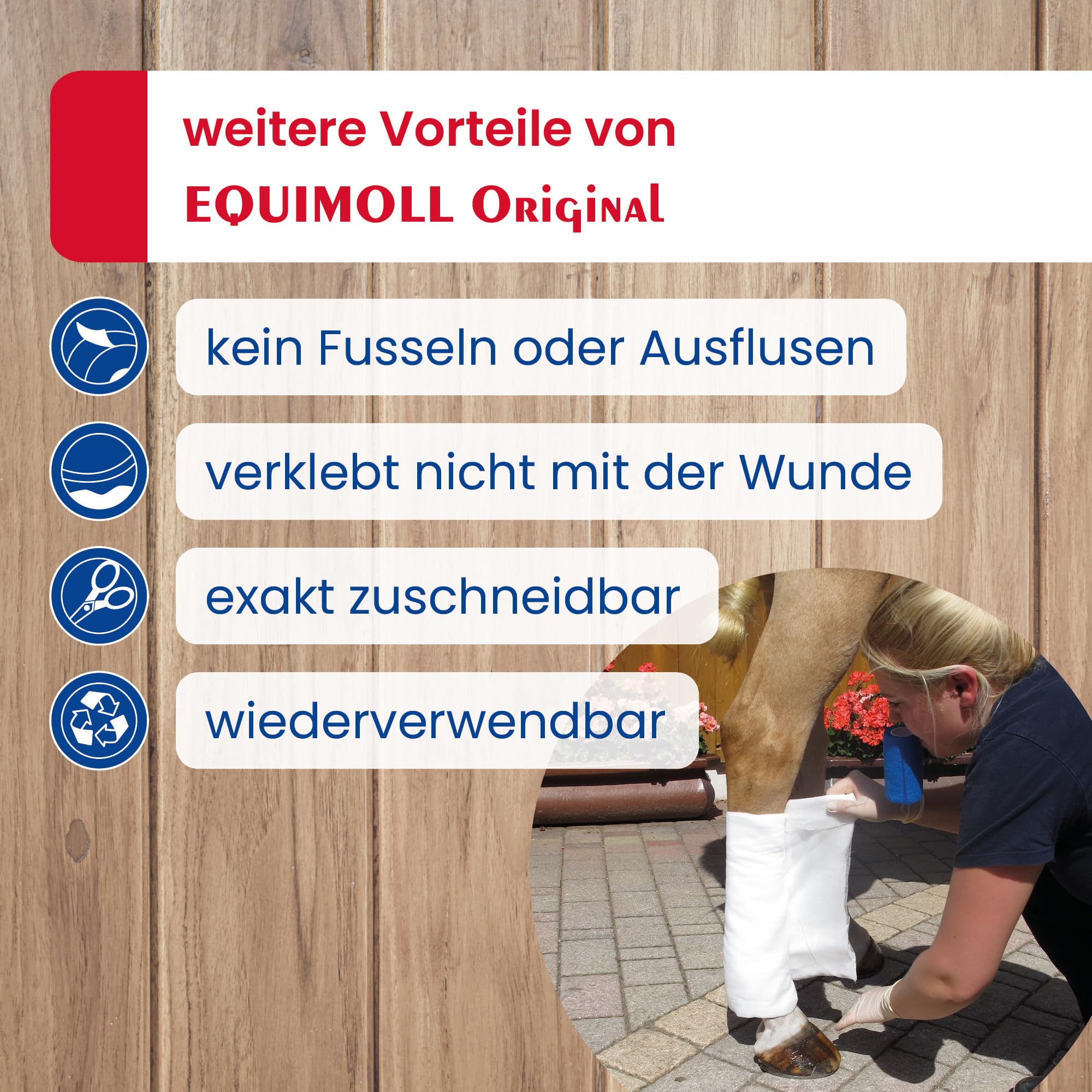 Original Mullwattenrolle für Pferde 6m x 40cm | Mullbinde Angussverband Kompressen-Rolle aus Premium Baumwolle-Viskose-Mix [1 Rolle]