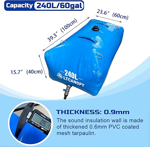 Miniatura 9 de LTCANOPY 1000L260gal Vejiga de almacenamiento de agua,Contenedor de tanques de vejiga de agua plegable de gran capacidad,Bolsa de agua plegable