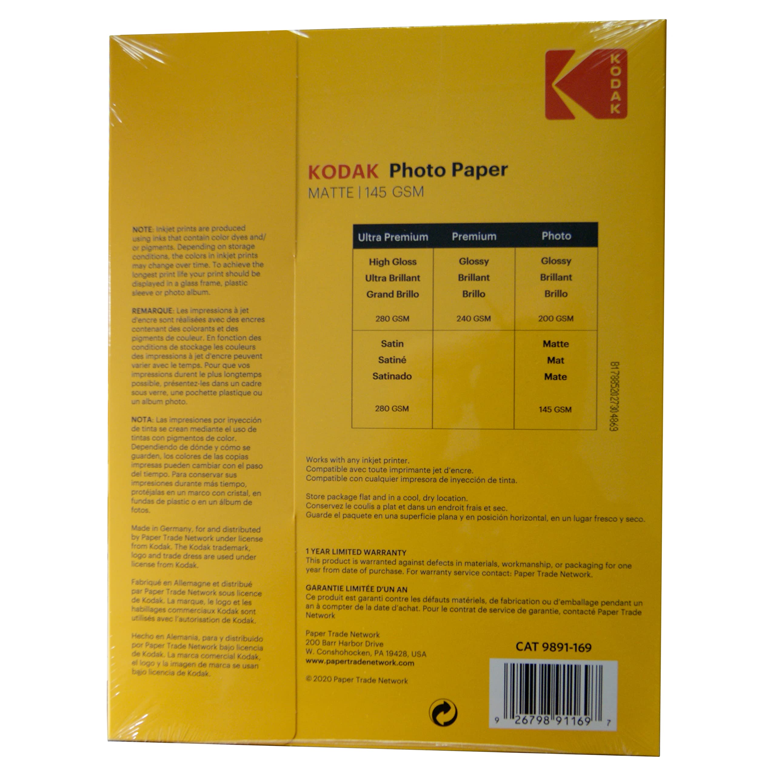 Kodak Carta fotografica opaca, 8,5 x 11 cm, 100 pezzi, 145 g/m (41164-8318164)