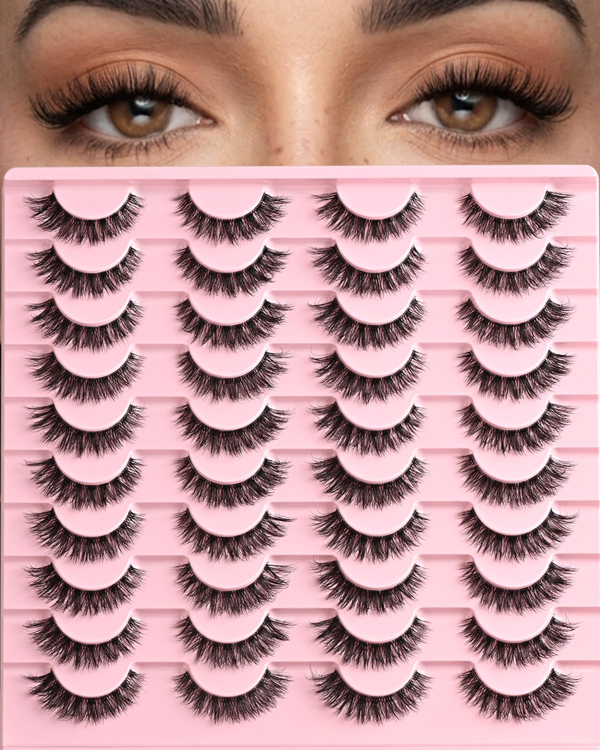 Photo 1 of APCYUST Lashes Wispy False Eyelashes Strips Cat Eye Strip Lash Natural Looking Clear Band Fake Mink Eyelash Pack Short Fluffy Full Eye Lashes that Look Like Extensions Demi Wispies PestaƱas Postizas