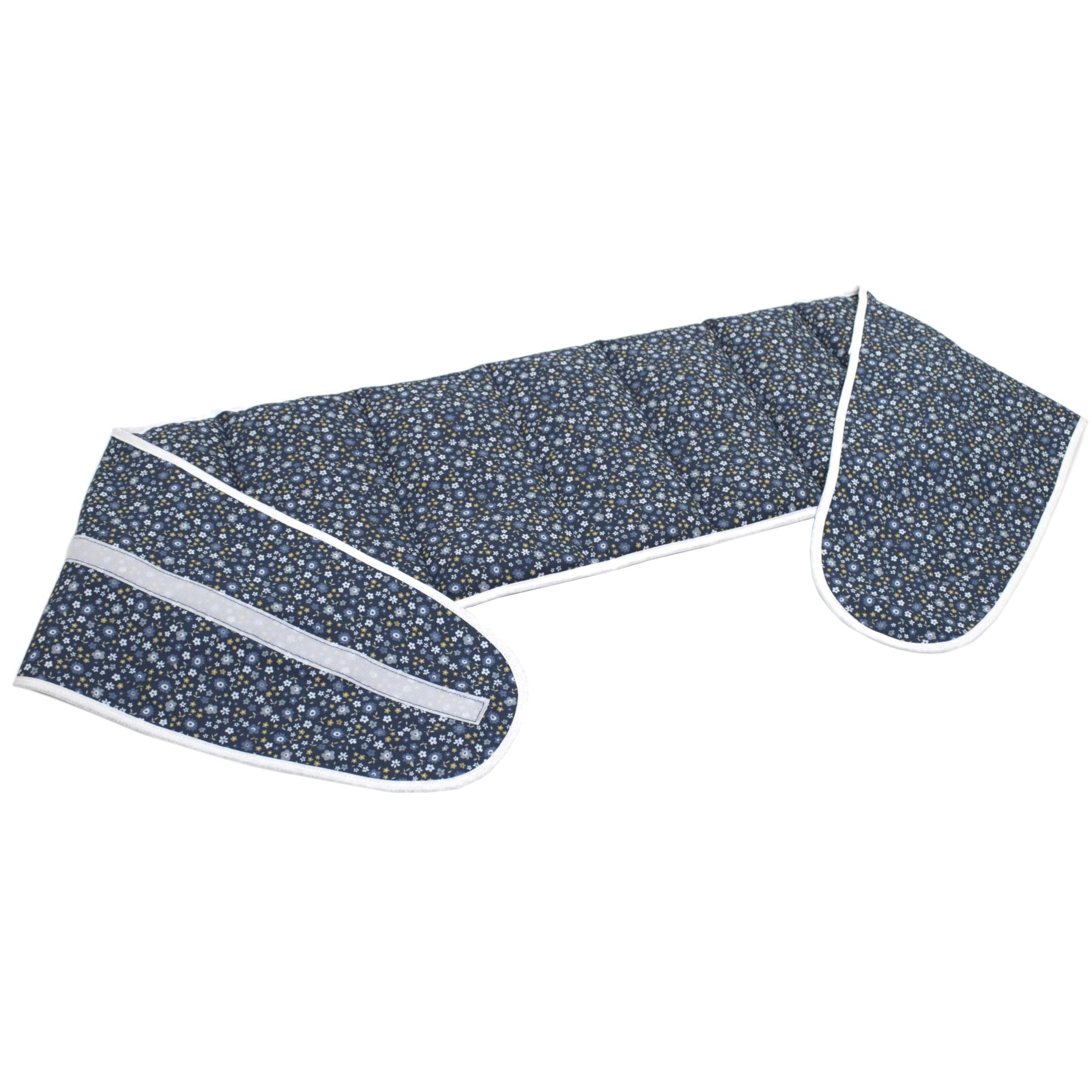 Cuscino termico cintura, semi di grano e segale bio (Lunghezza totale: 135cm, Fiorellini, Cotone Bio) Grande cuscino riscaldabile, caldo e freddo - microonde, forno e frigorifero