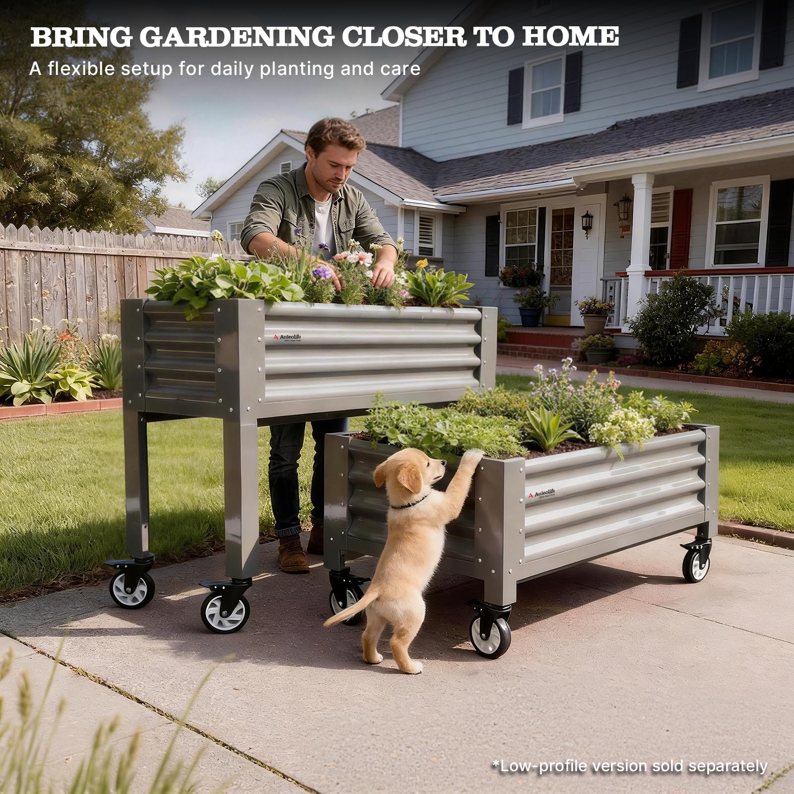 Amazon.com: A ANLEOLIFE Elevated Raised Garden Bed with Lockable  display picture 1