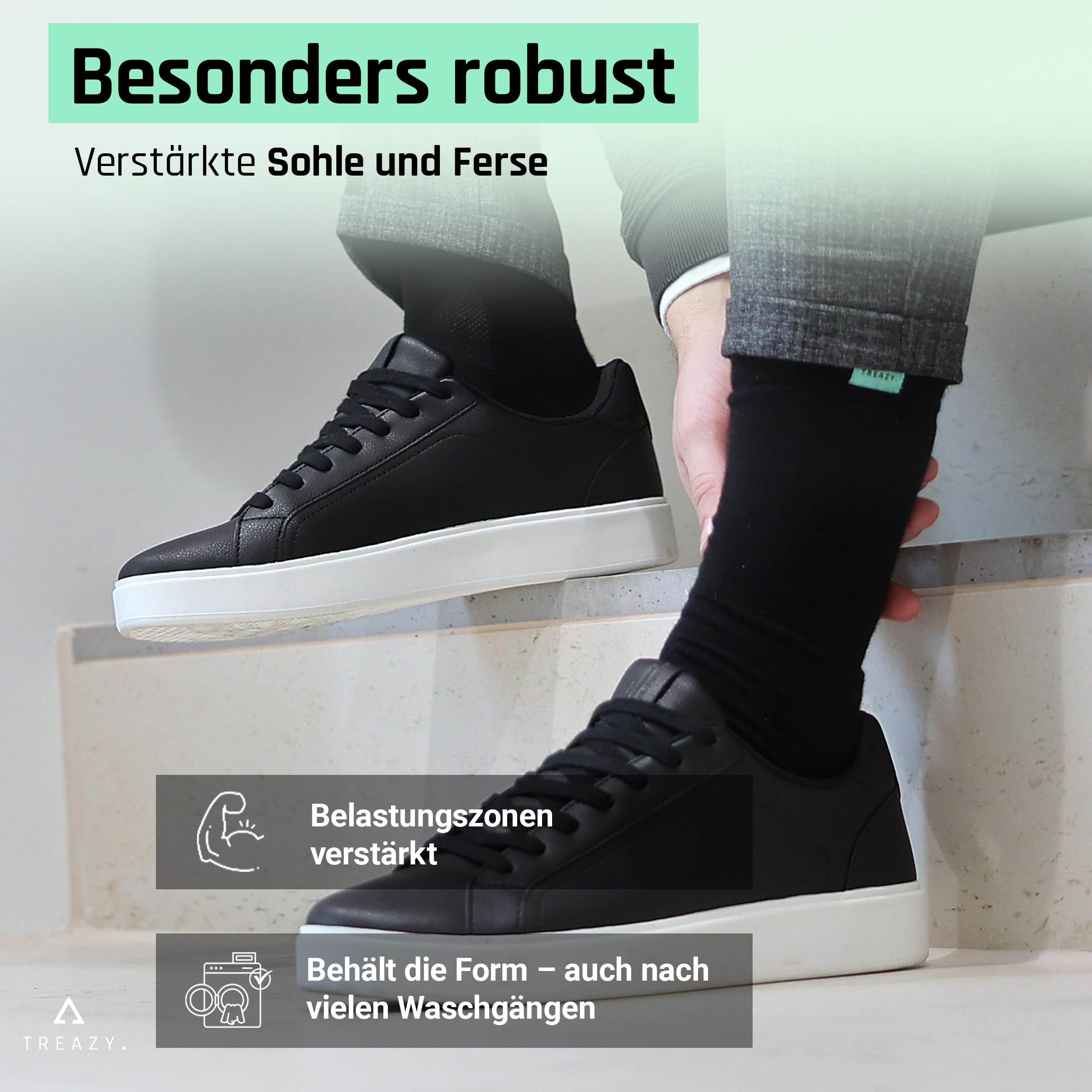 TREAZY Business Socken Anzugsocken aus hochwertiger Bio-Baumwolle – Schweiß und blasenfrei – angenehm und besonders langlebig für deinen Job und den Alltag
