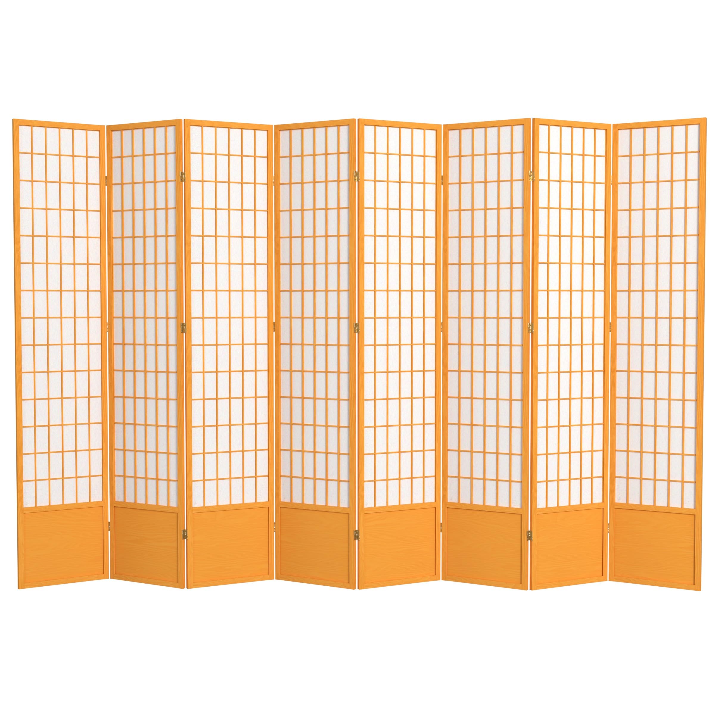 Red Lantern 7 ft. Tall Window Pane Shoji Screen - Honey - 8 Panels