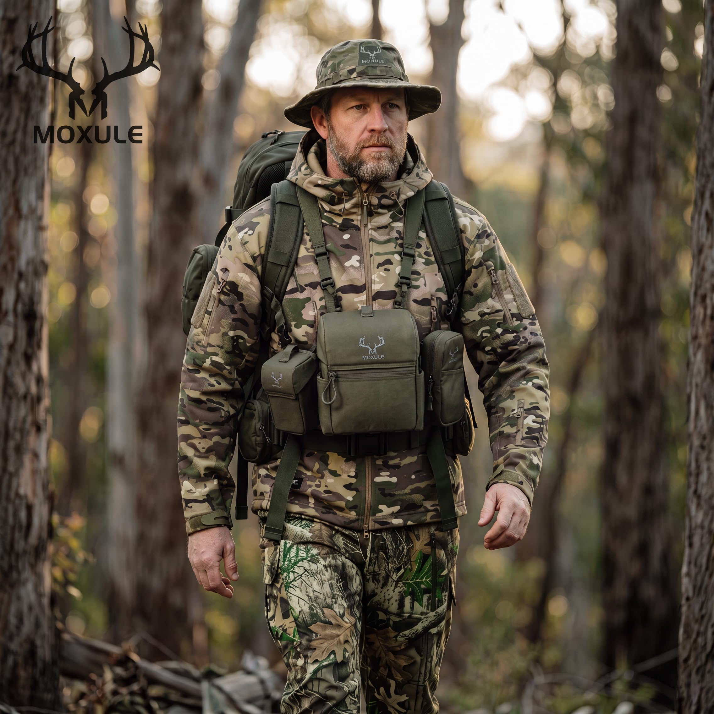 MOXULE Arnés para binoculares, funda para binoculares con bolsillo para