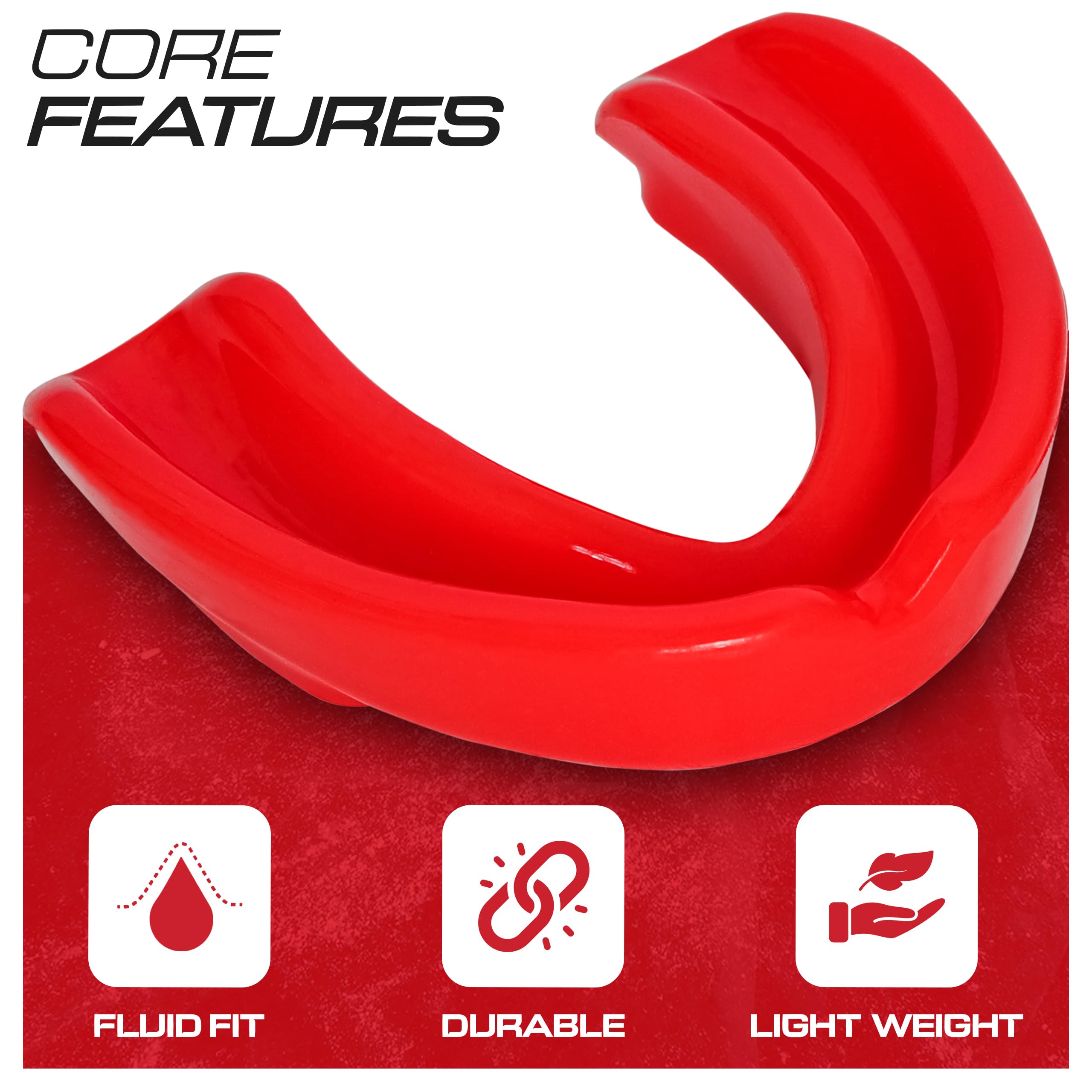 Protector bucal deportivo para adultos, ideal para dientes, MMA con funda para boxeo, karate, rugby, fútbol (rojo)