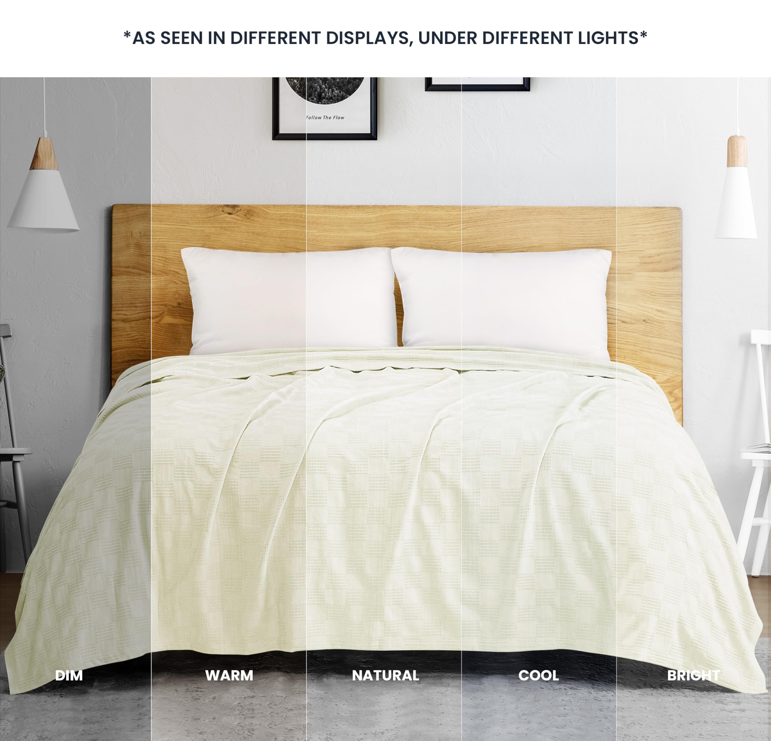 Utopia Bedding - Manta térmica 100 % algodón, 350 g/m², ligera, suave y transpirable para todas las estaciones, tamaño king, 228,6 cm x 274,3 cm, color marfil