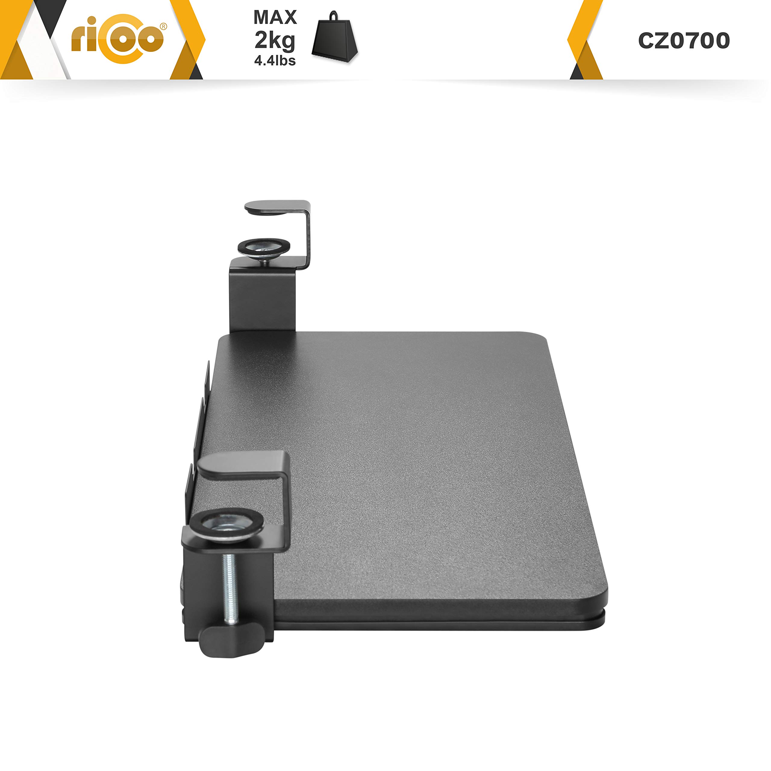 RICOO Ergonomiczna szuflada na klawiaturę z uchwytem na klawiaturę PC CZ0700 mysz Instalacja pod biurkiem Montaż pod stołem czarna