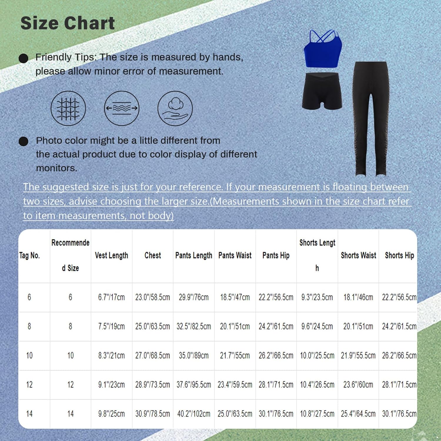 CHICTRY Kids Girls Gymnastics Dance Outfits Spaghetti Straps Crop Top and Shorts Figure Skating Leggings Set