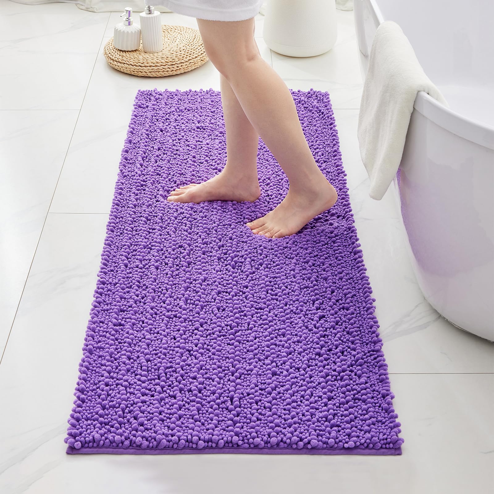 Bathroom Rugs Mats 44x24,Extra Soft Absorbent Chenille Bath Rugs, Purple