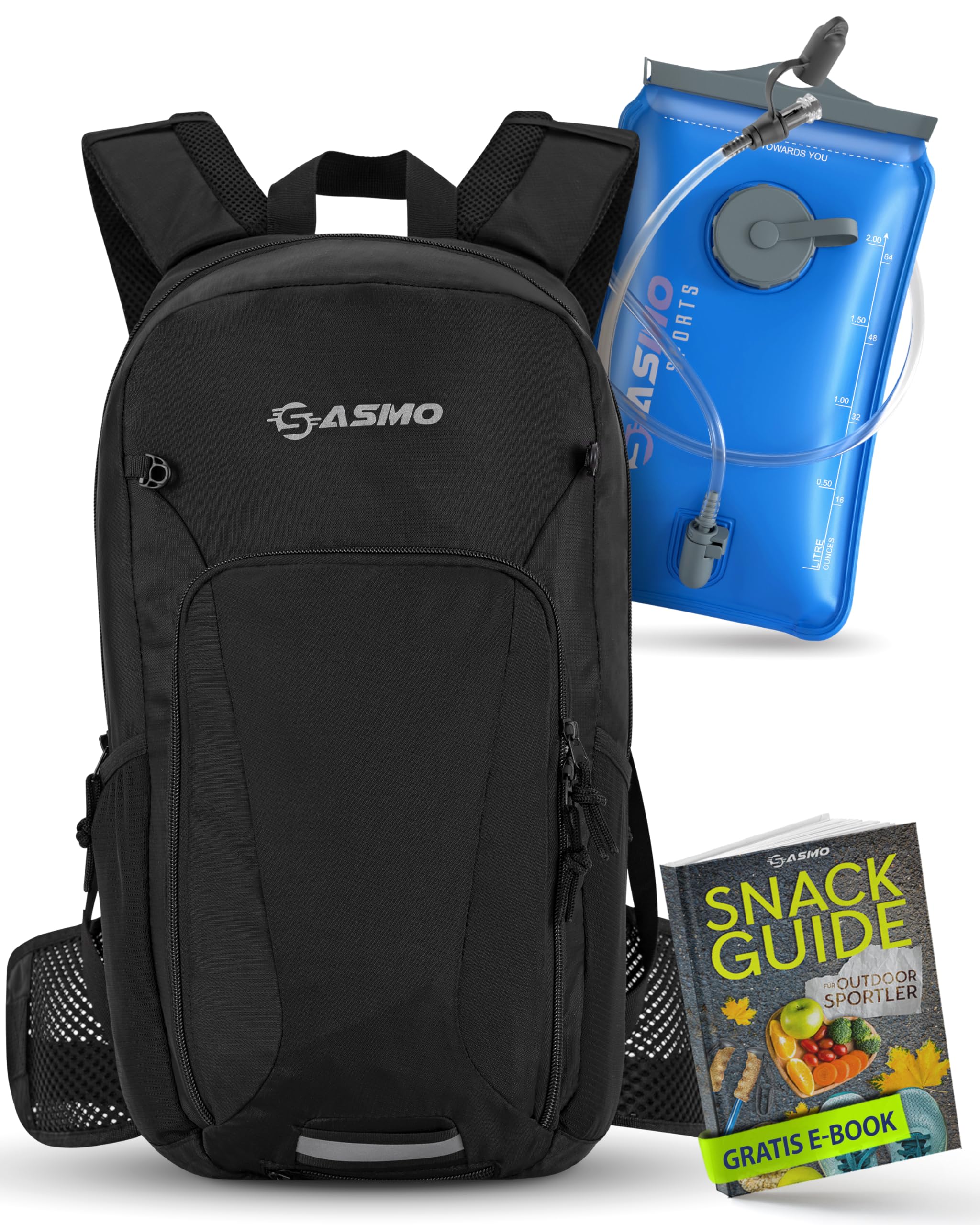 SASMO® Fahrradrucksack 20L / 25L -inkl. Gurttasche, Thermofach, Helmnetz | MTB Rucksack - Ultraleicht | Fahrrad Rucksack wasserdicht - Regenschutz | Trinkrucksack Fahrrad für Tages Trips