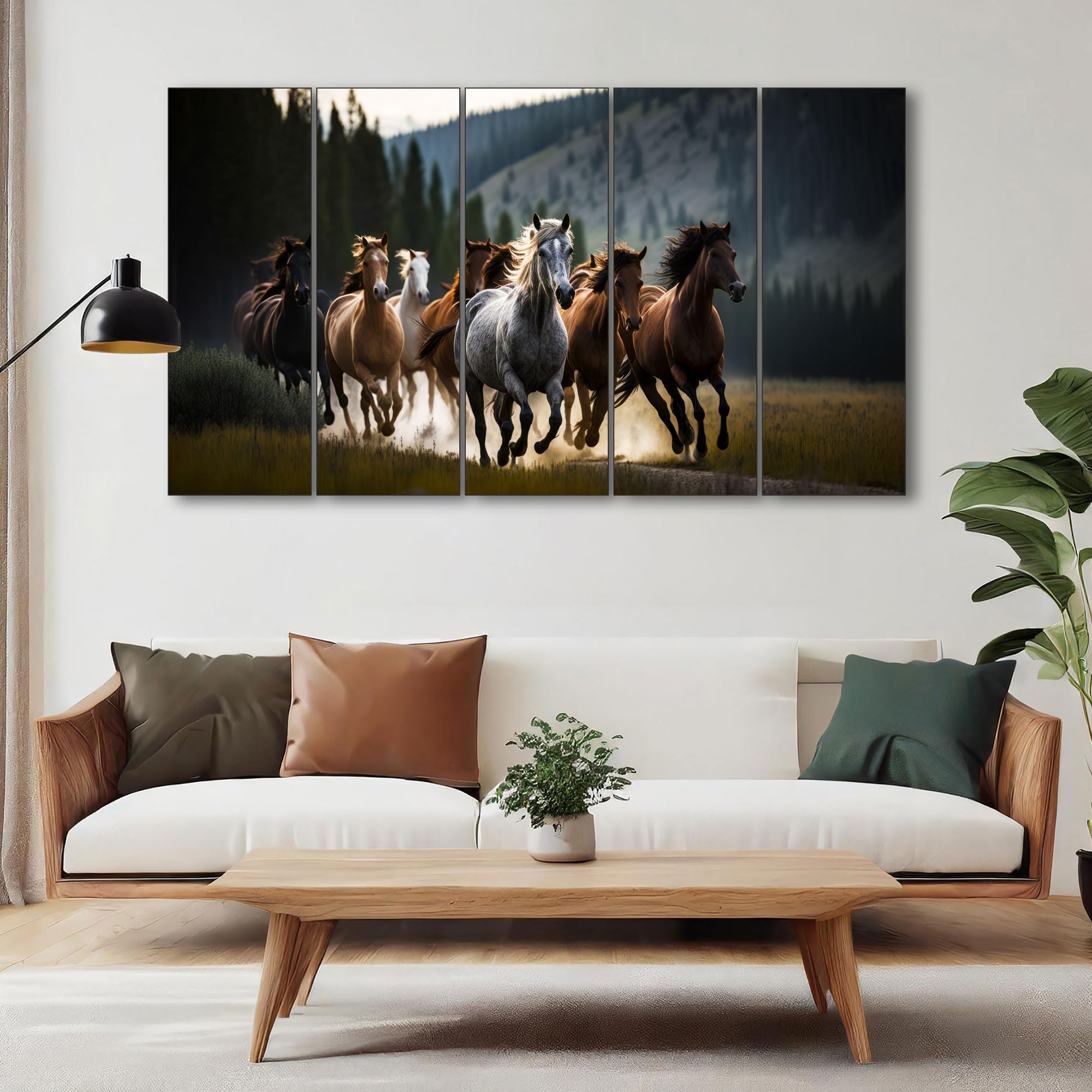 Running Horses Wall Art - Vastu Painting with Wooden Frame -21 Running Horses Wall Art - Vastu Painting with Wooden Frame -21