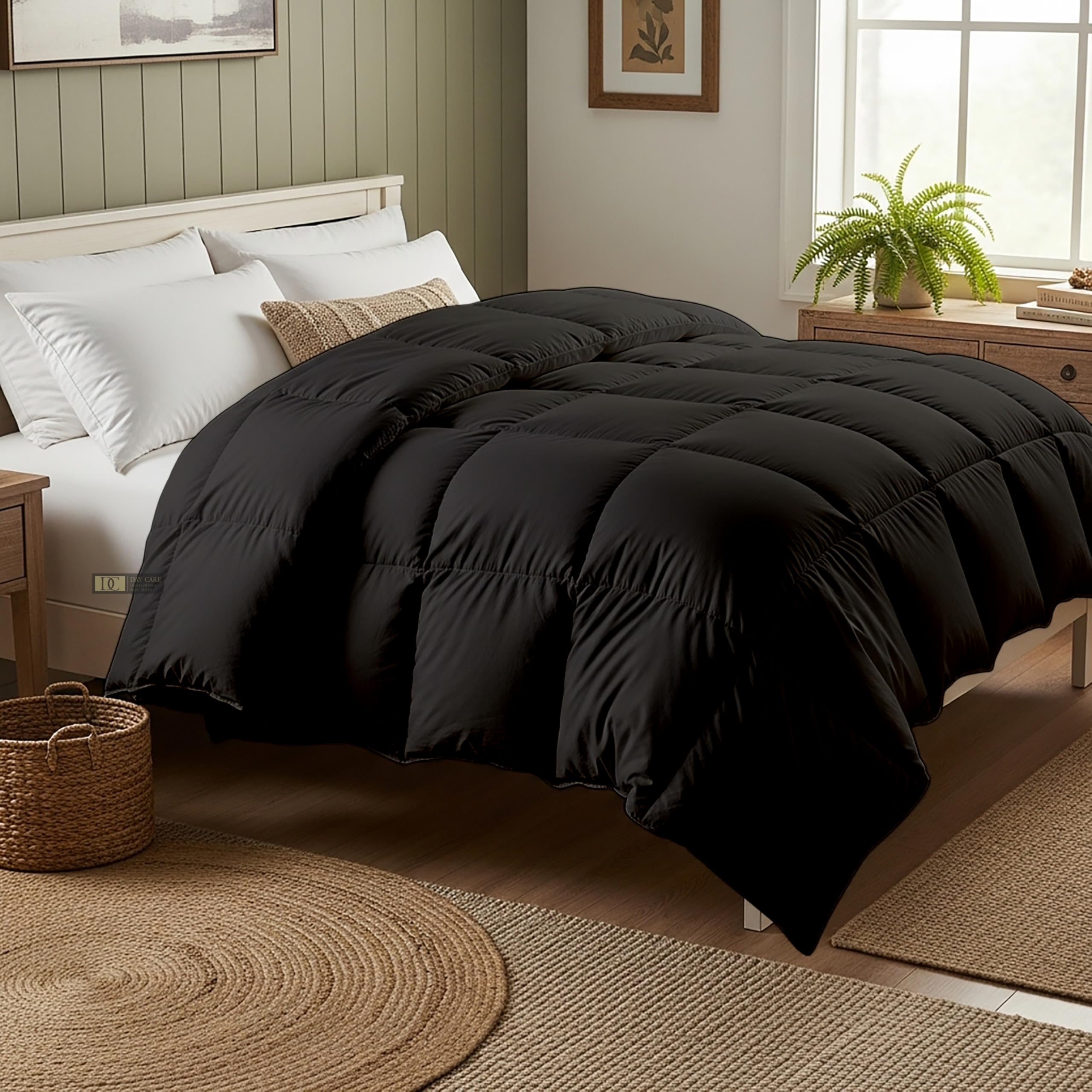 Day Care® 600 GSM Premium Comforter | Cloud Down Touch Microfiber Quilt | Heavy Warm Winter Blanket Rajai | Soft, Lightweight & Machine Washable - 92x106 King Size | Black-image-13